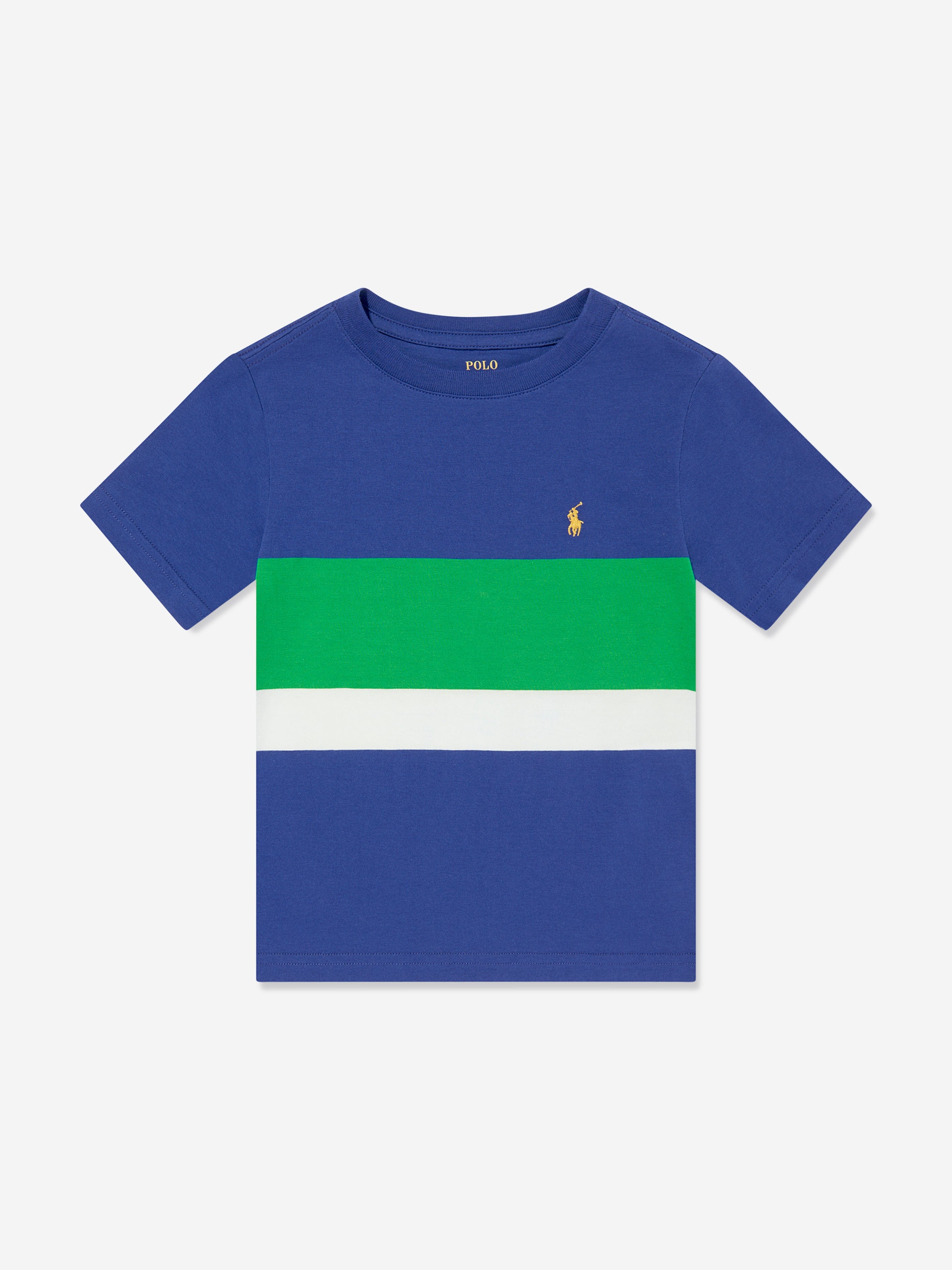 Ralph Lauren Boys Striped Logo T-Shirt in Blue