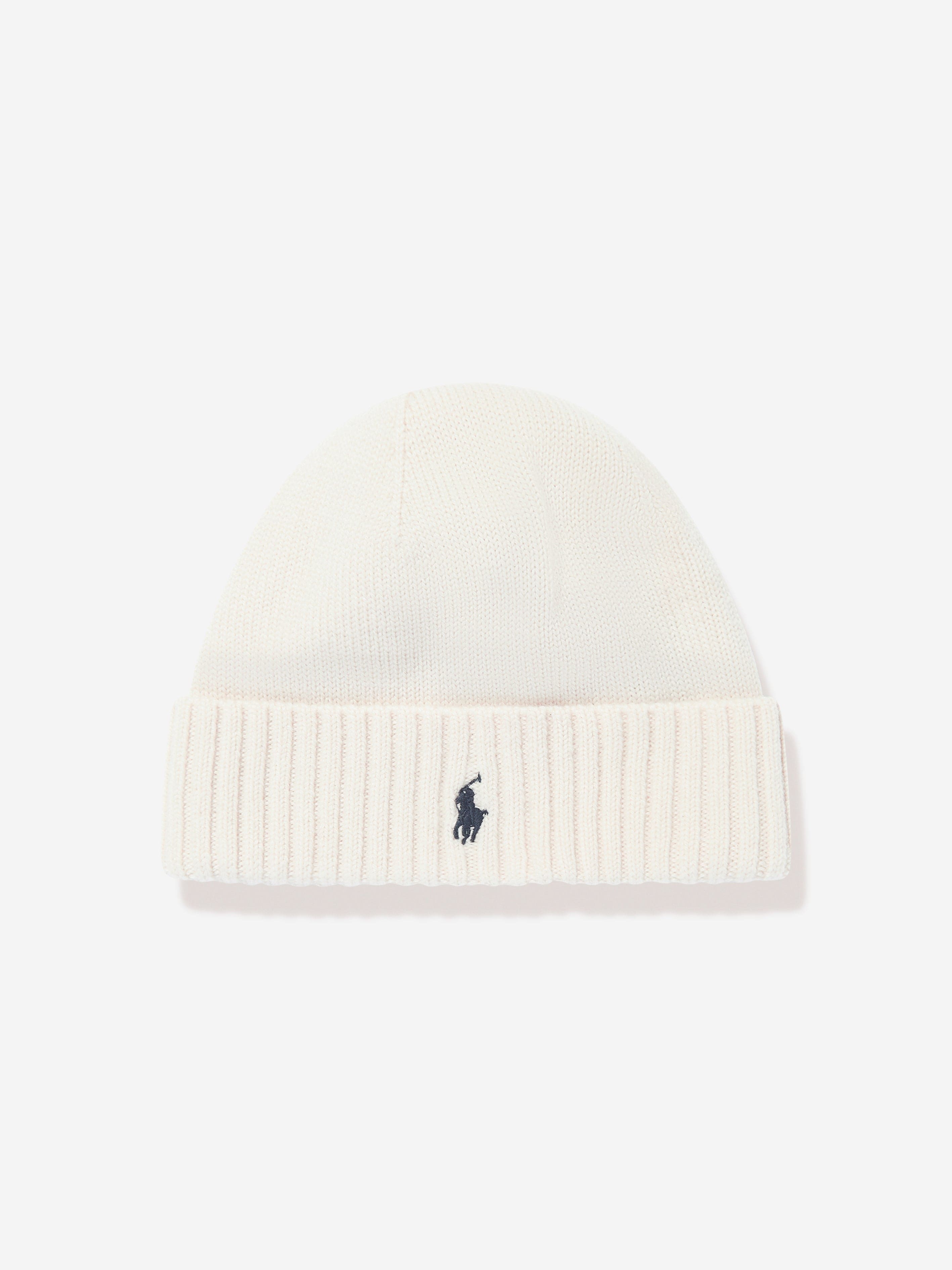 Ralph Lauren Boys Merino Wool Beanie Hat in Ivory