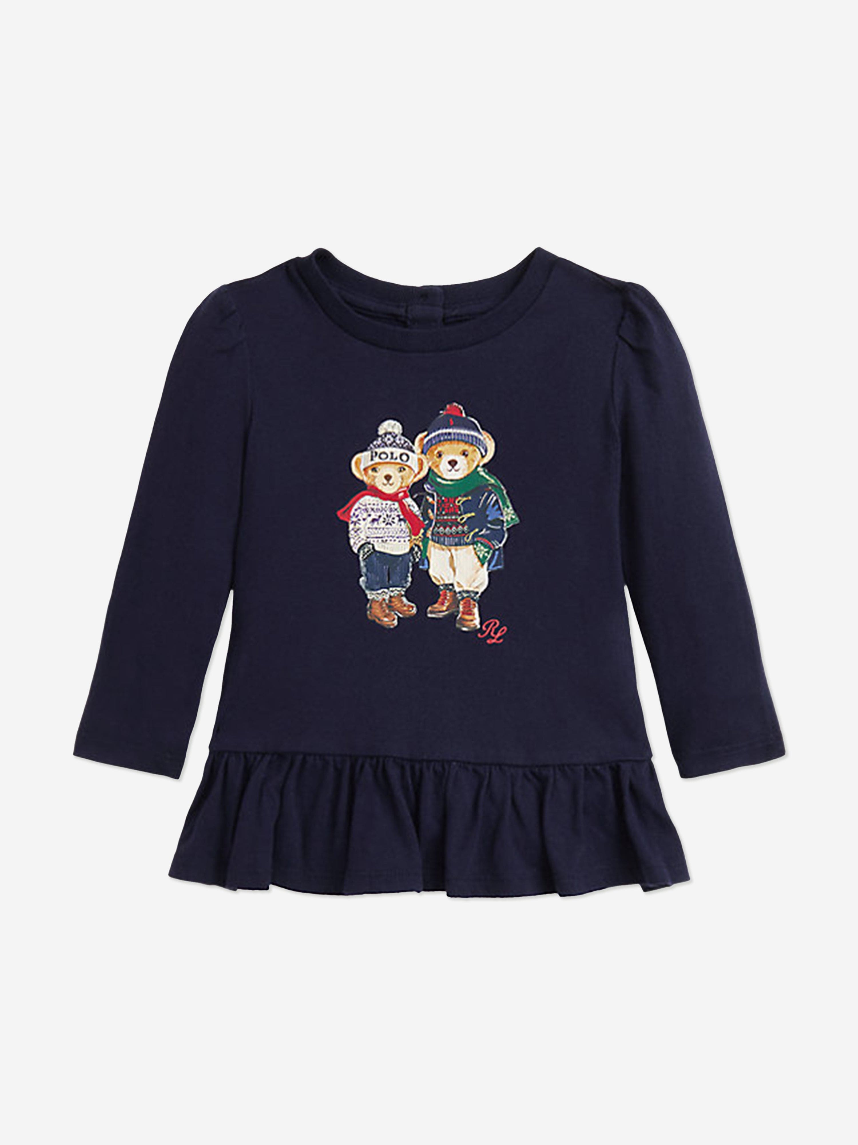 Ralph Lauren Baby Girls Bear Leggings Set in Navy