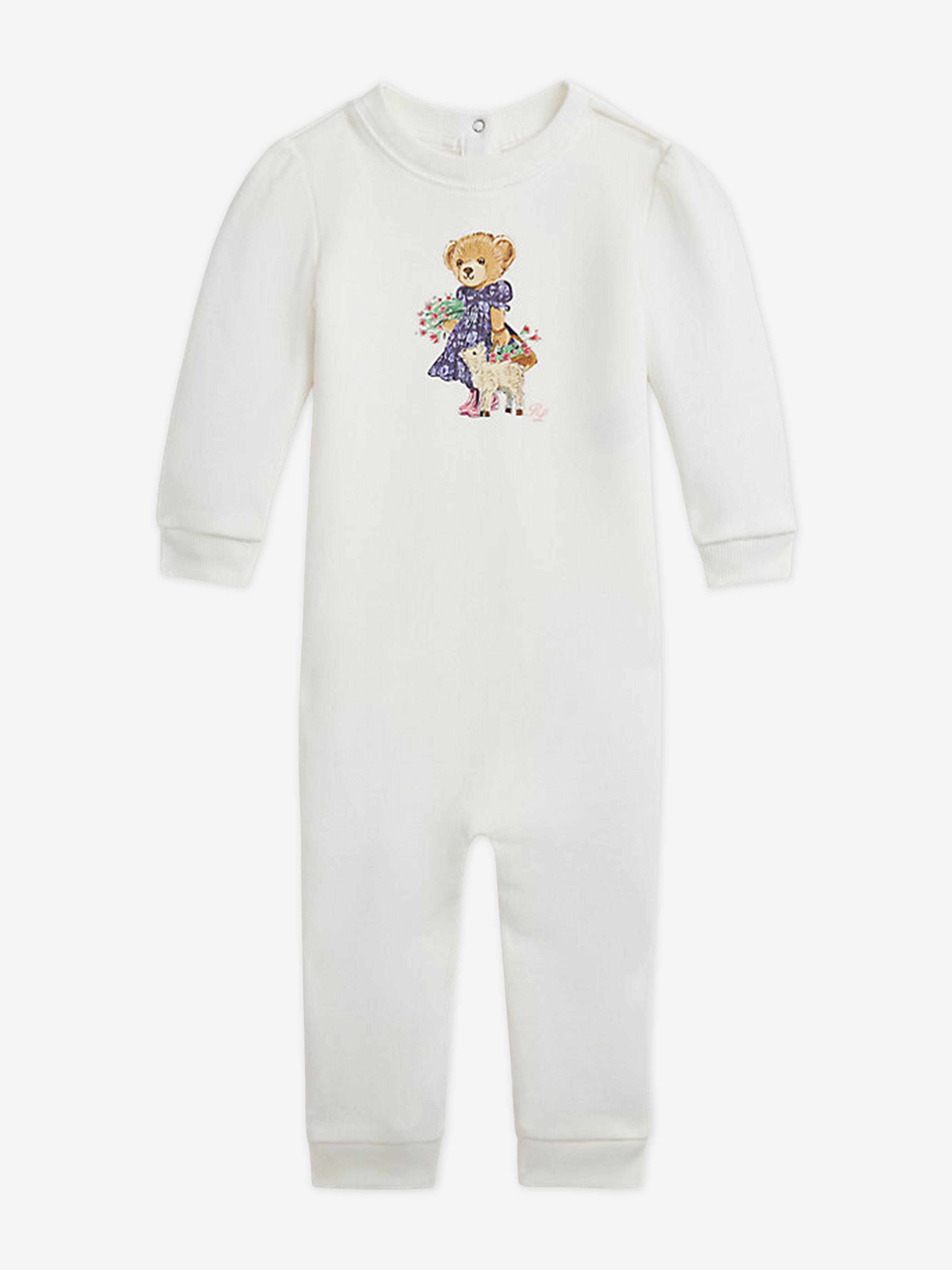 Ralph Lauren Baby Girls Bear Romper in Ivory