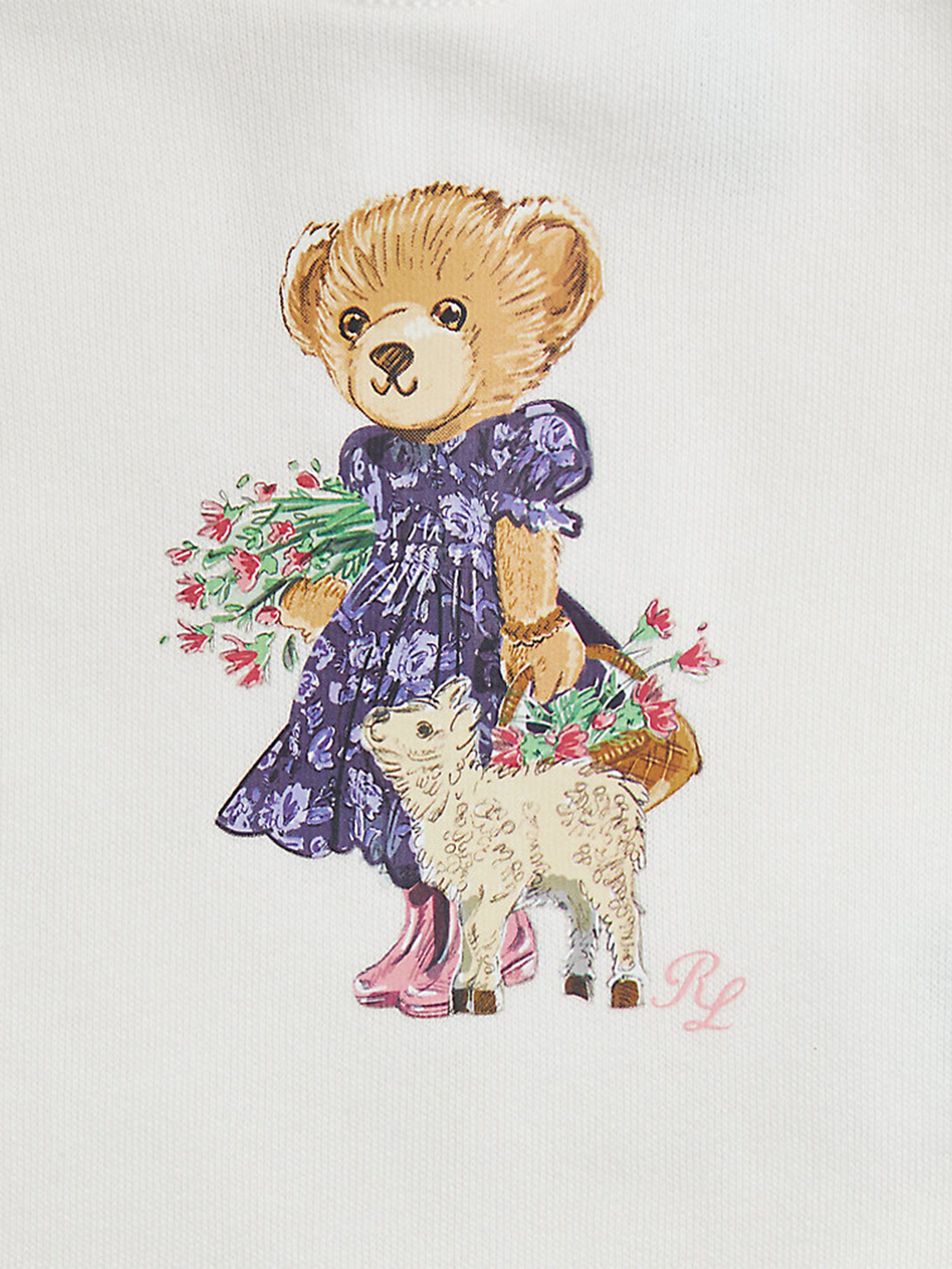 Ralph Lauren Baby Girls Bear Romper in Ivory