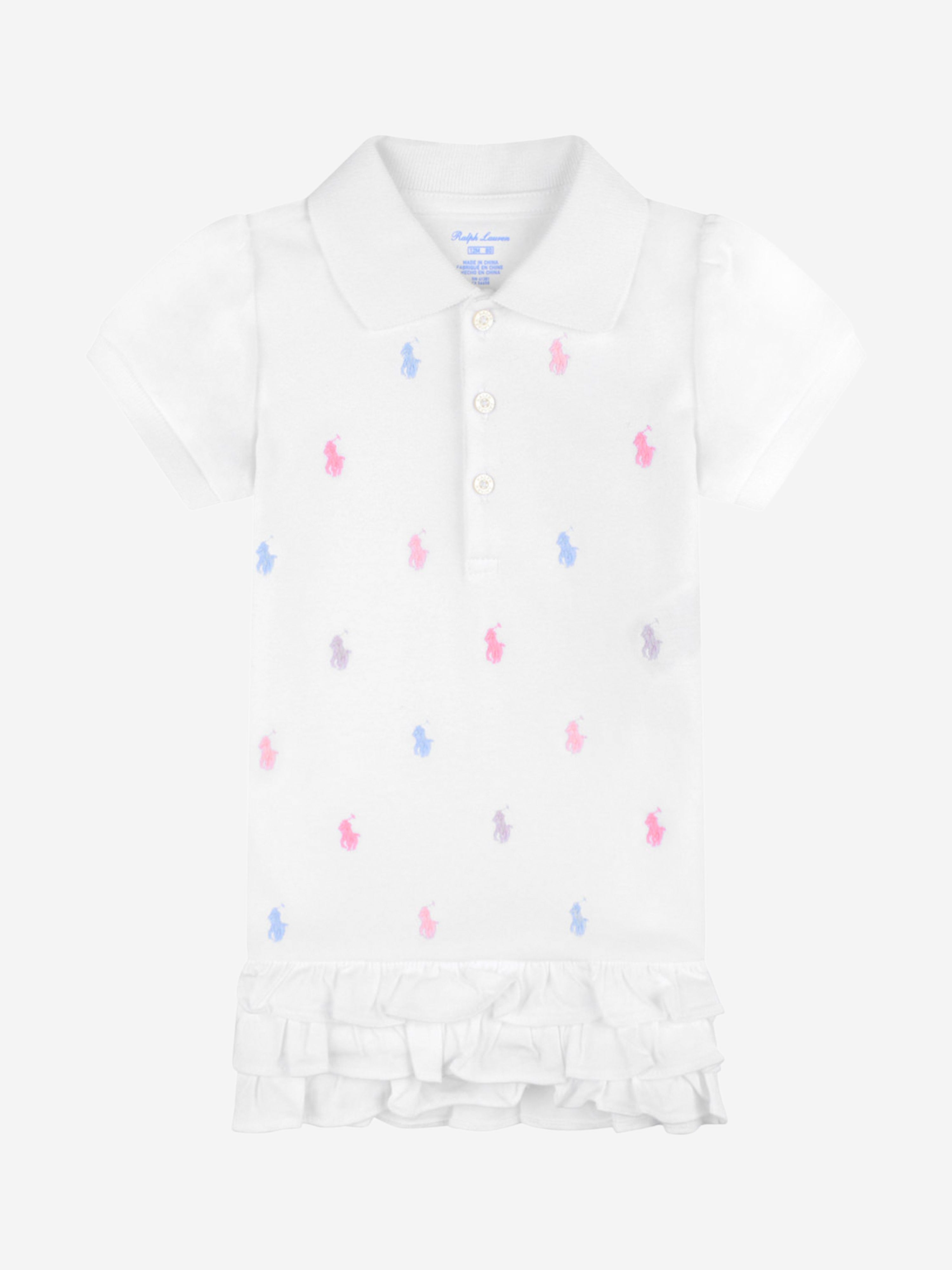 Ralph Lauren Baby Girls Schiffli Polo Dress in White