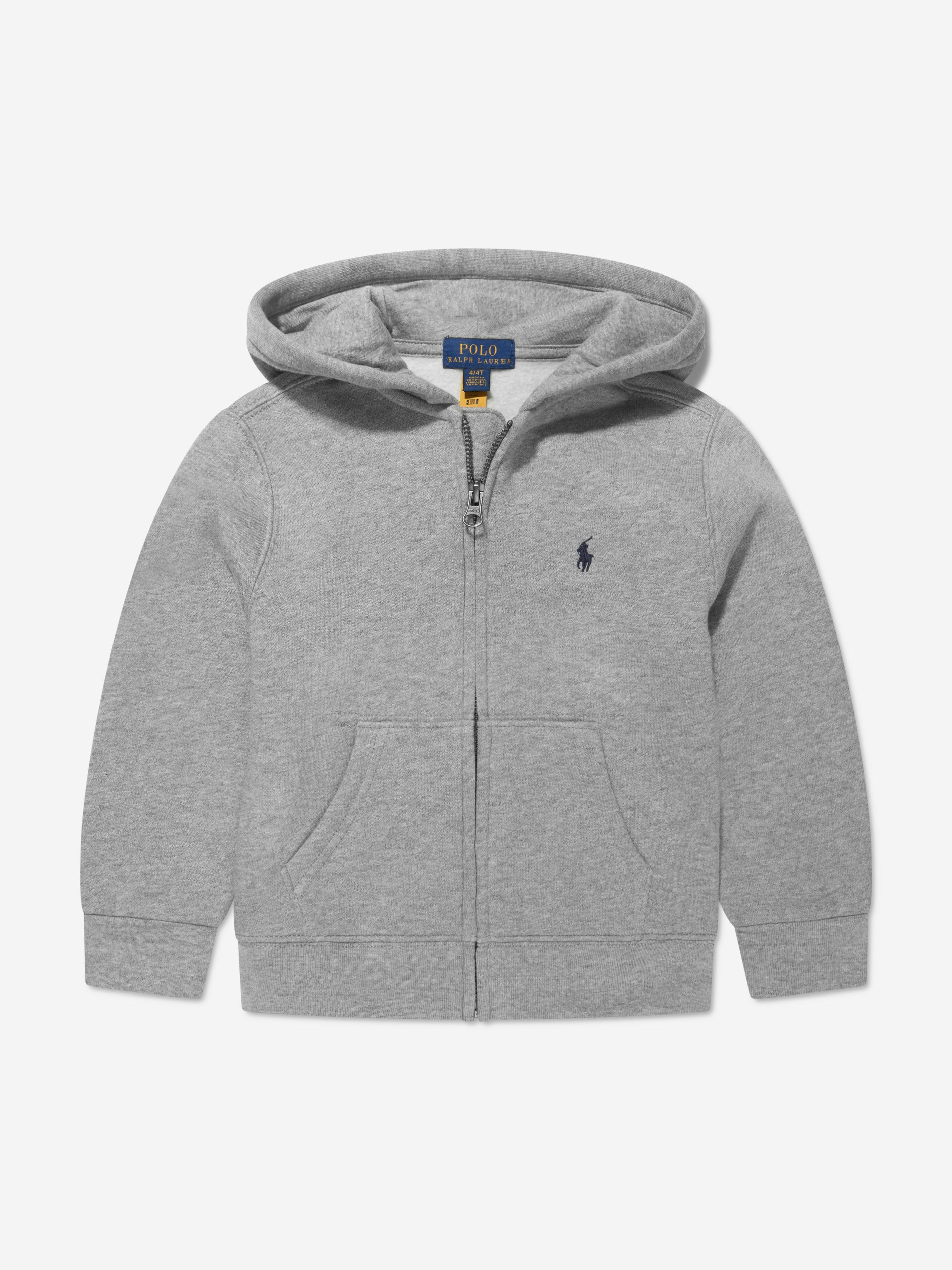 Ralph Lauren Boys Logo Zip Up Top in Grey