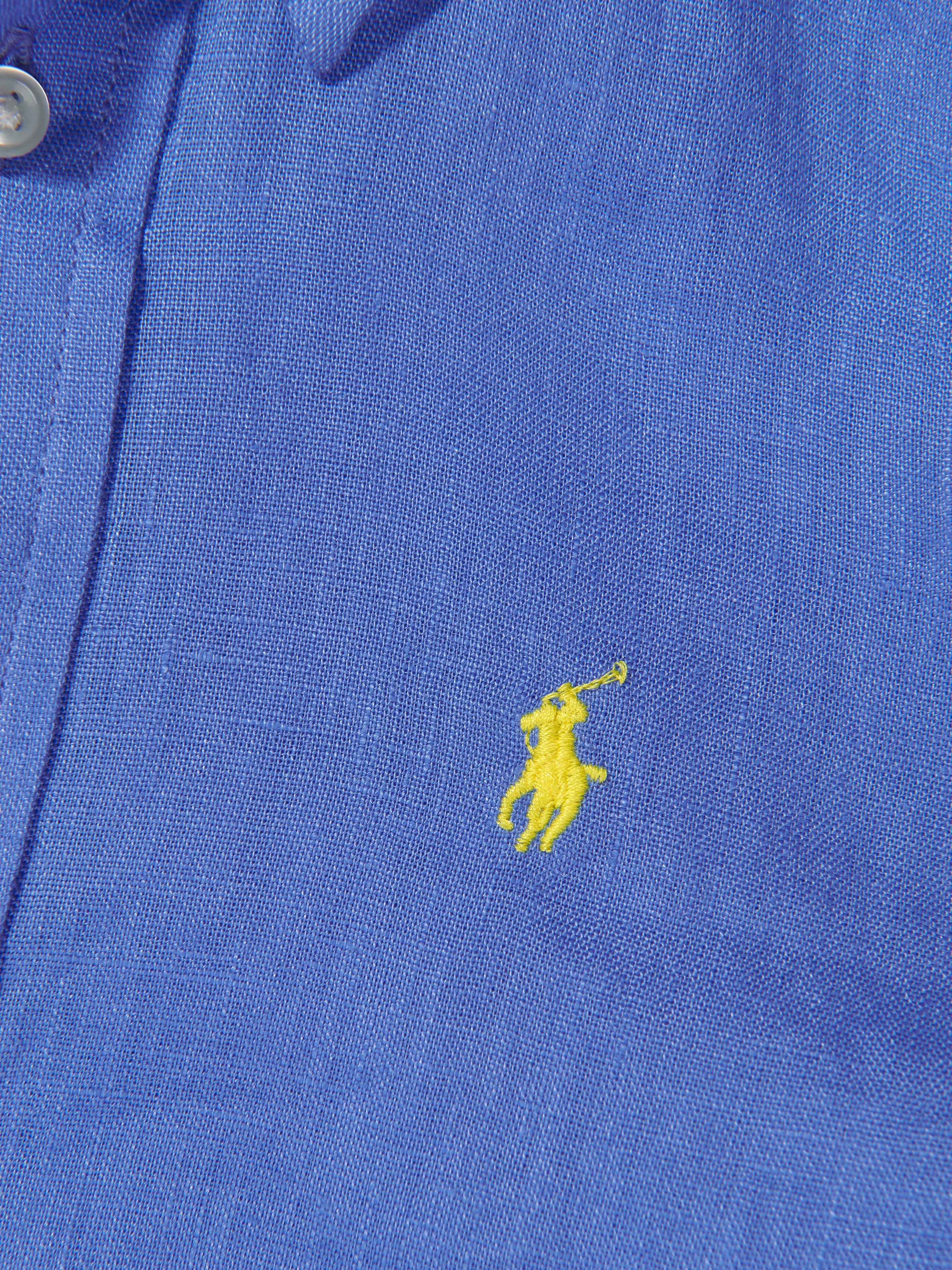 Boys Linen Logo Shirt in Blue