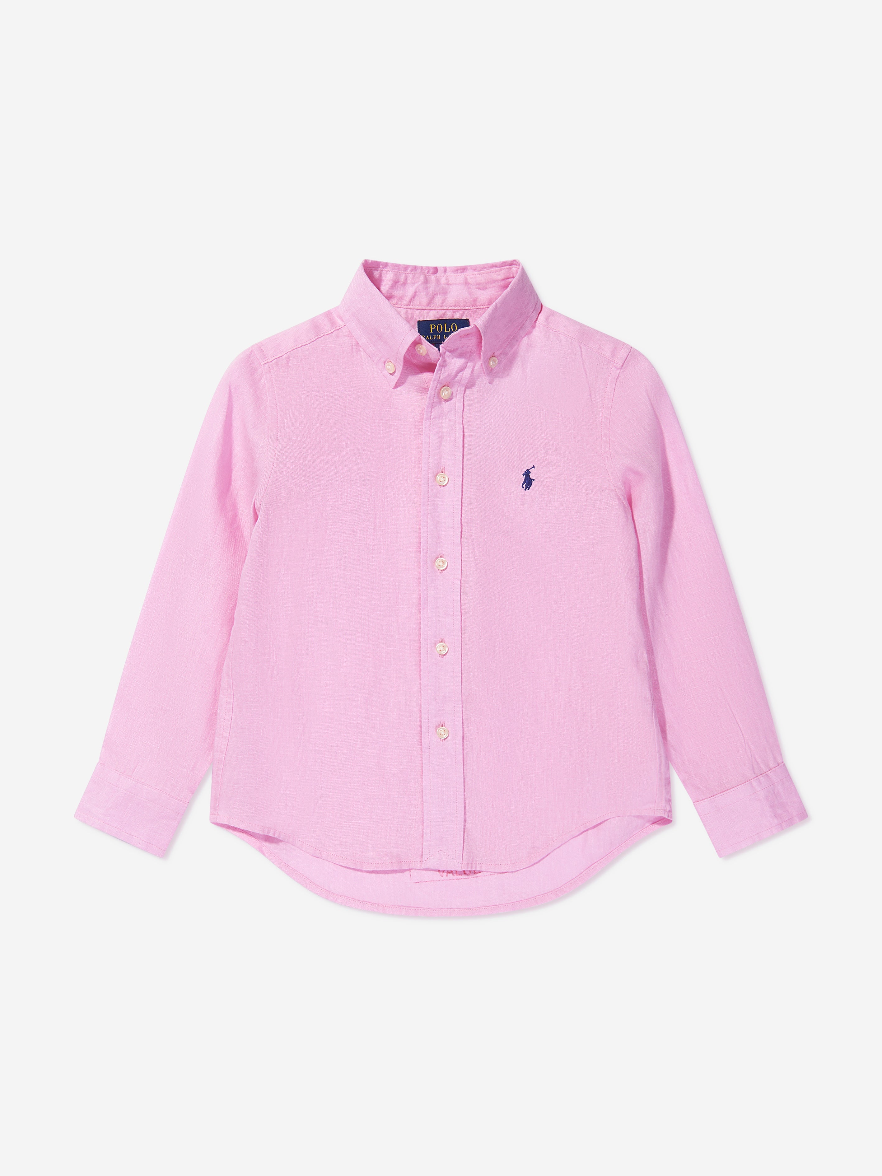 Boys Linen Logo Shirt in Pink