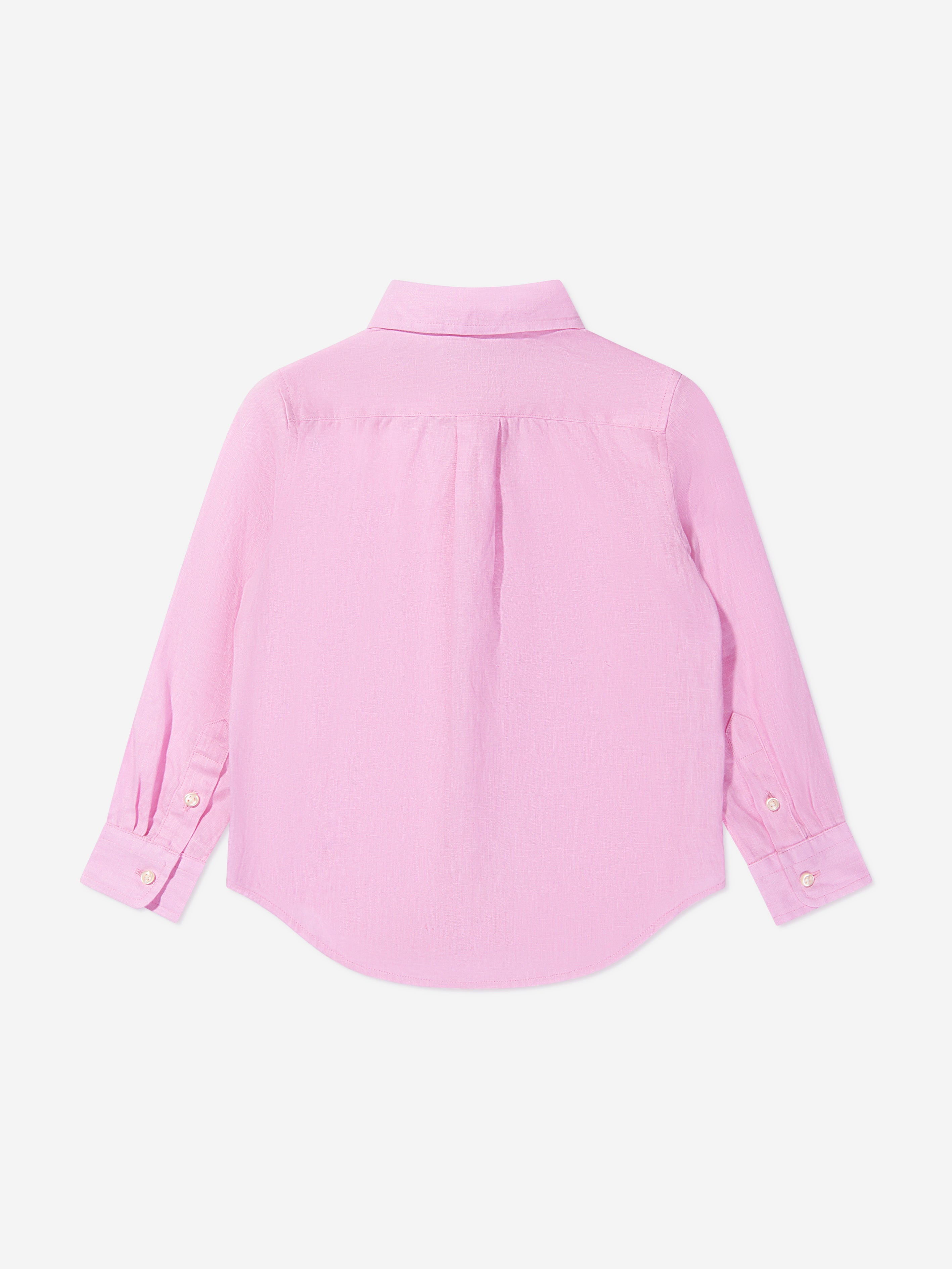 Boys Linen Logo Shirt in Pink
