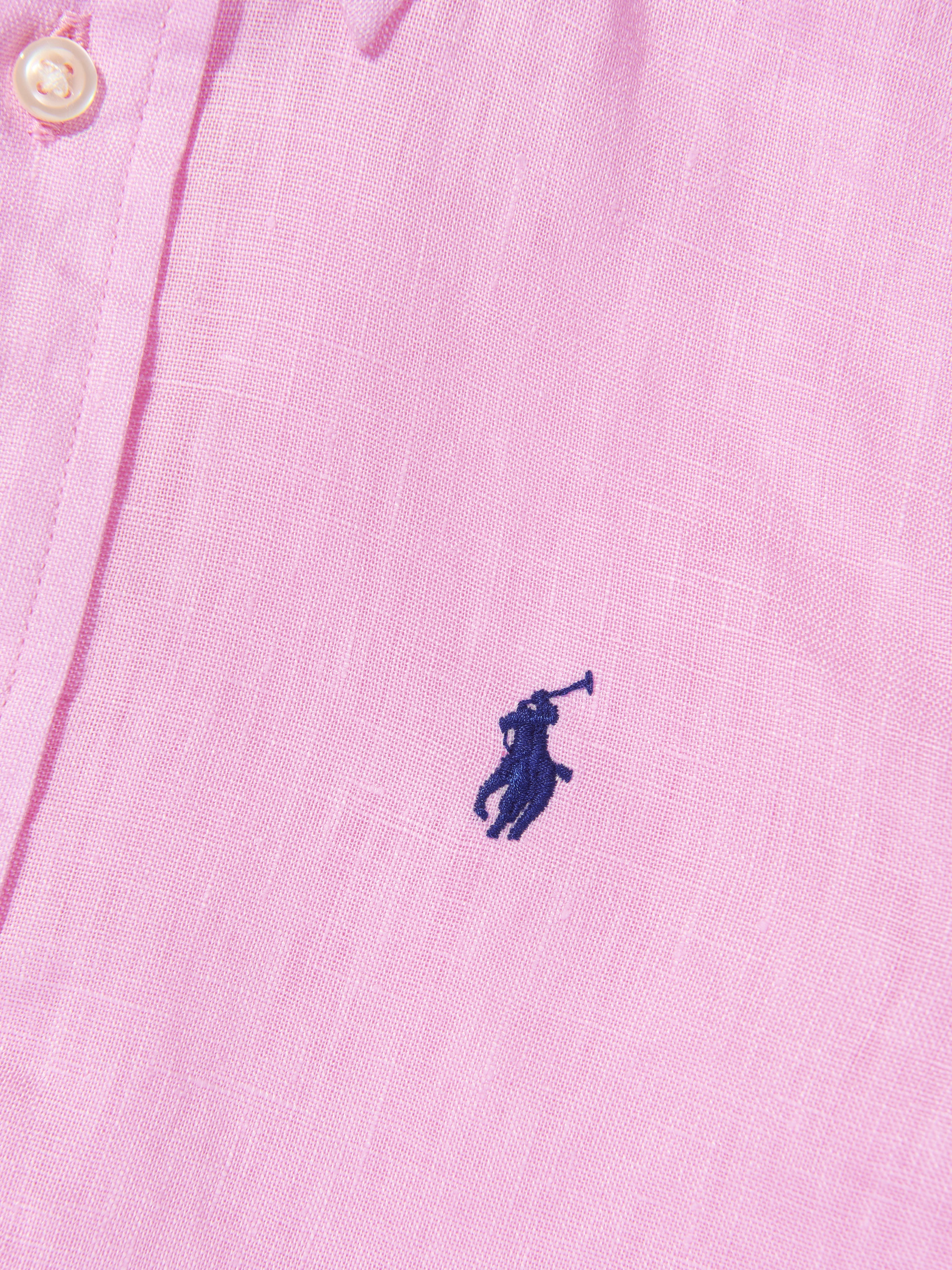 Boys Linen Logo Shirt in Pink