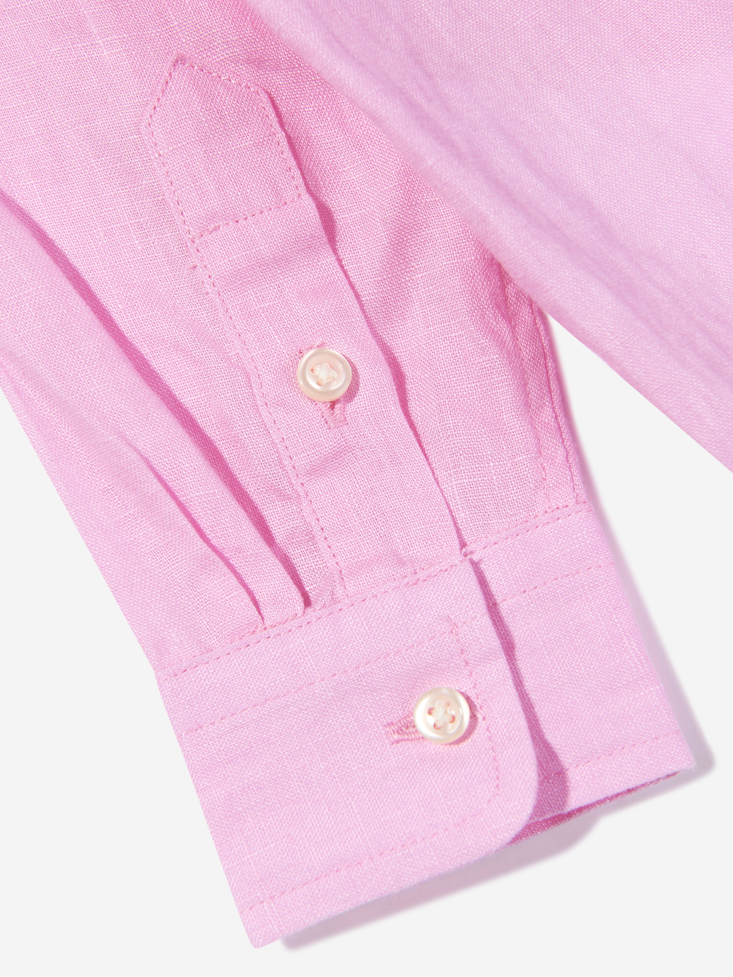 Boys Linen Logo Shirt in Pink