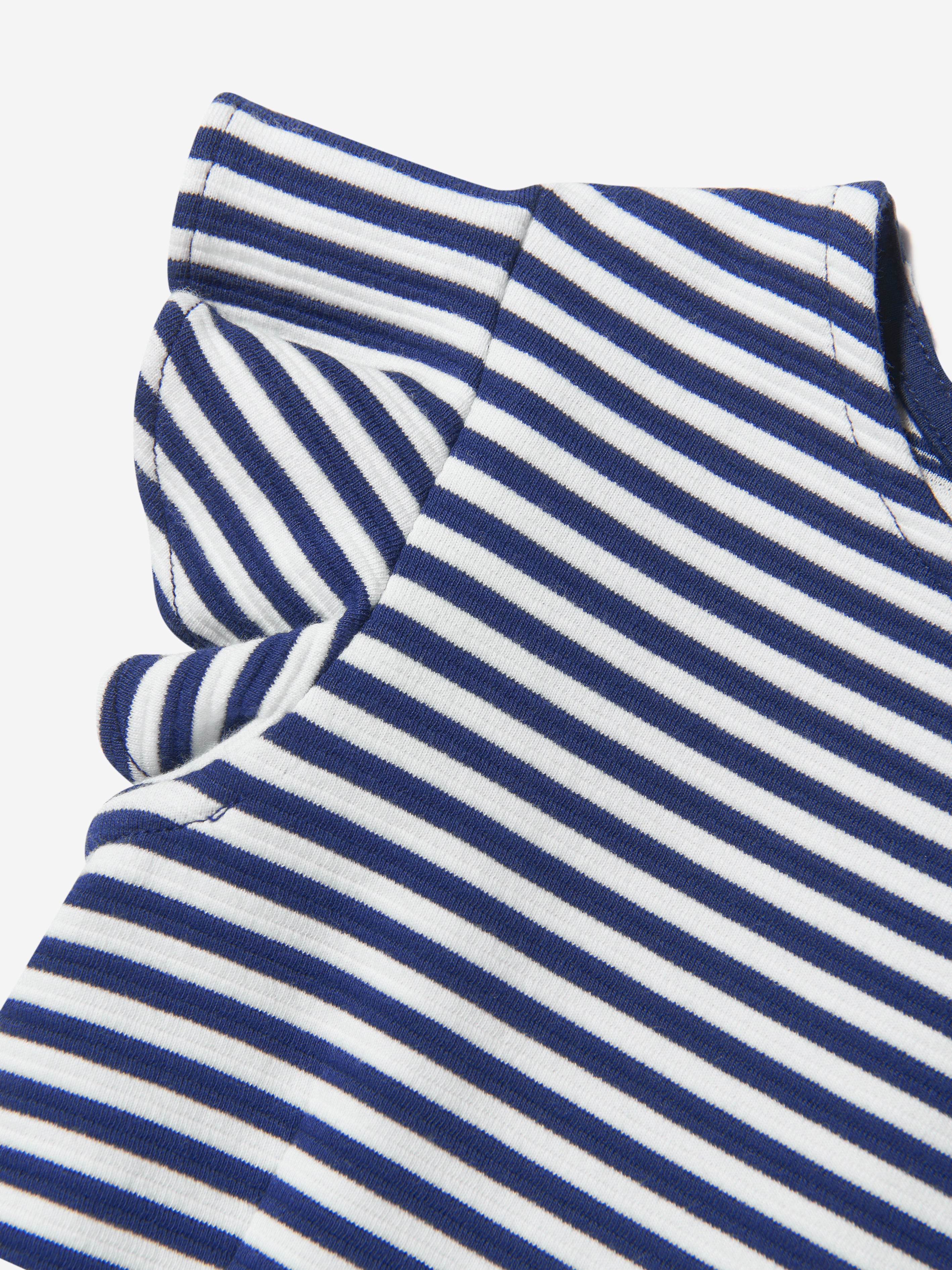 Girls Striped Ruffle Dress in Navy