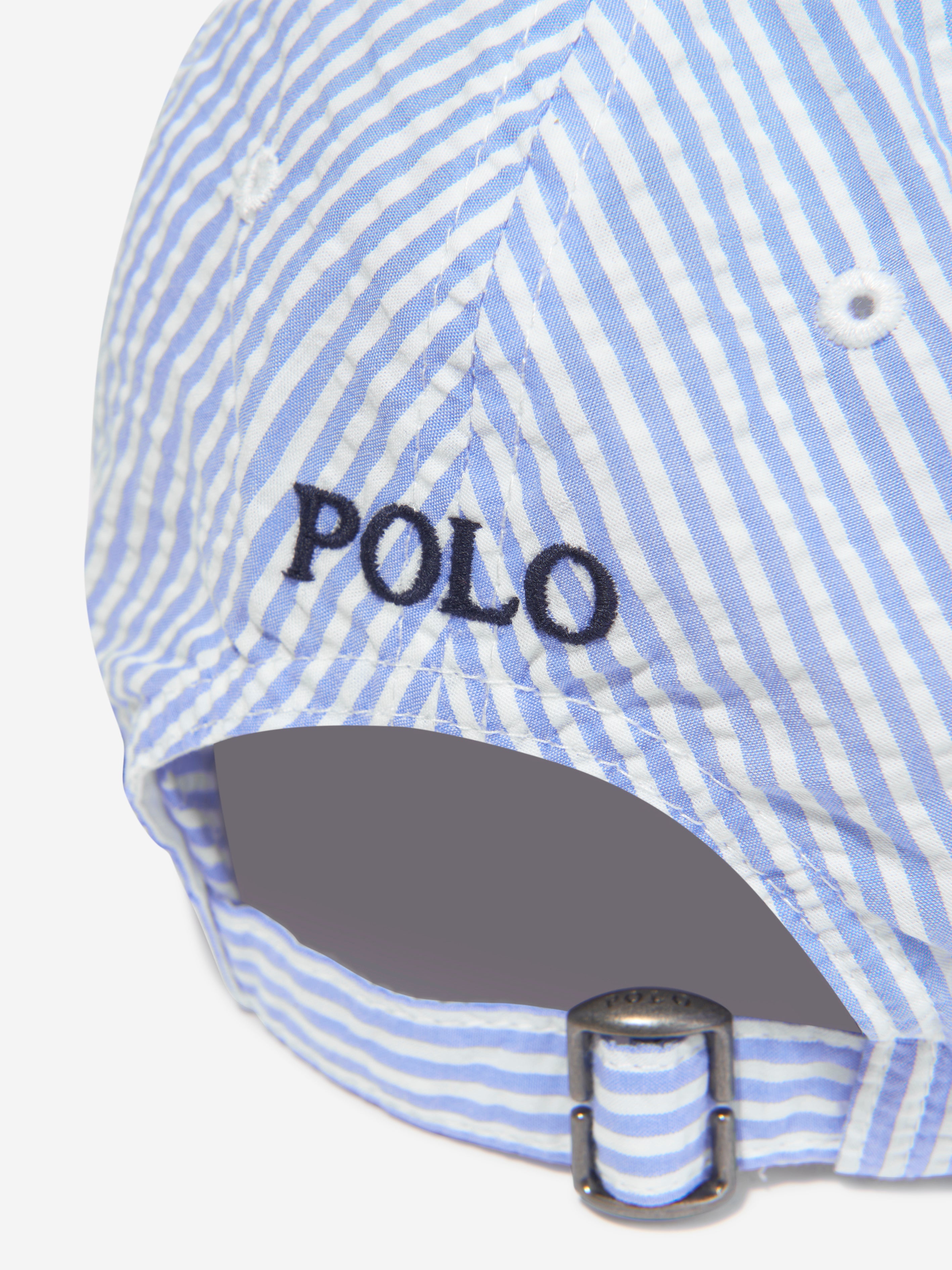 Boys Striped Logo Cap in Blue