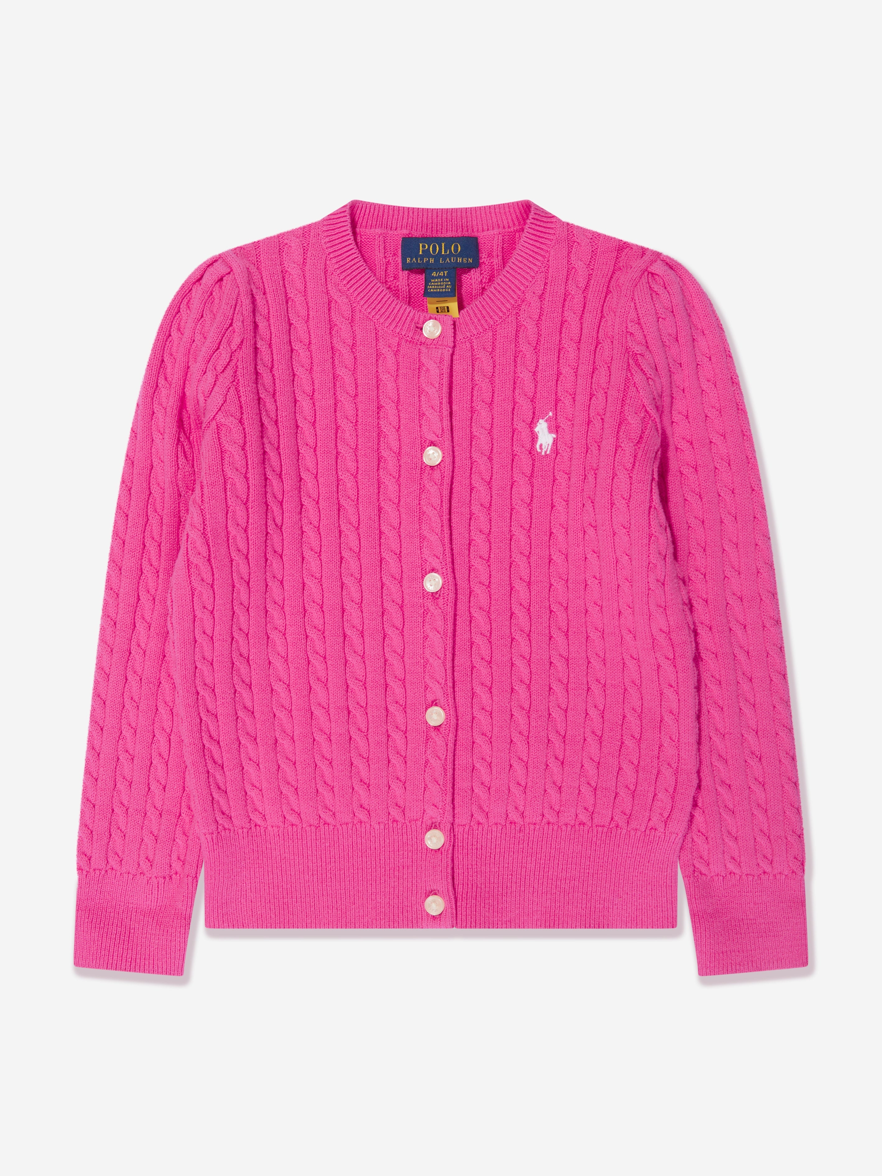 Girls Mini Cable Knit Cardigan in Pink