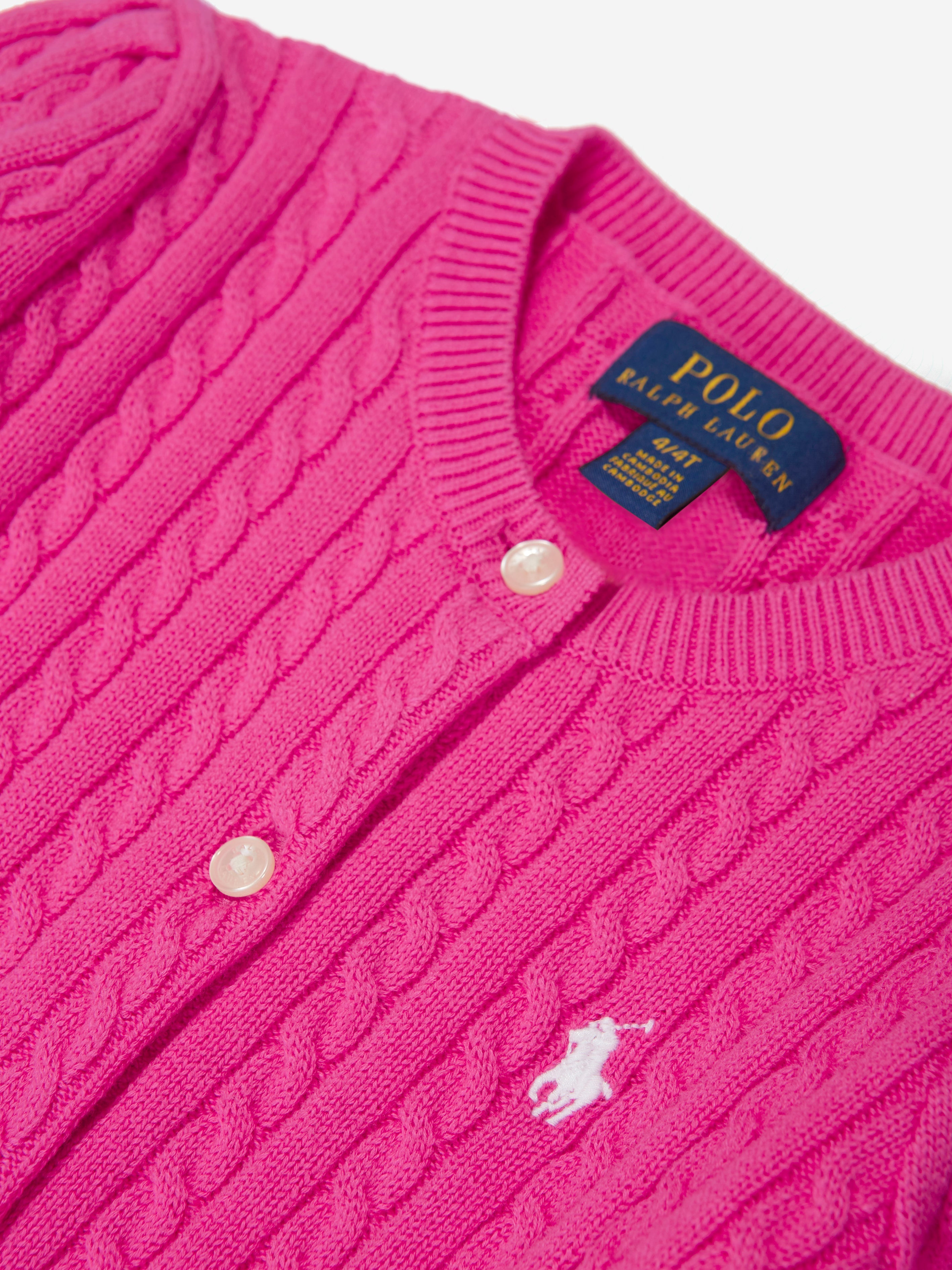 Girls Mini Cable Knit Cardigan in Pink