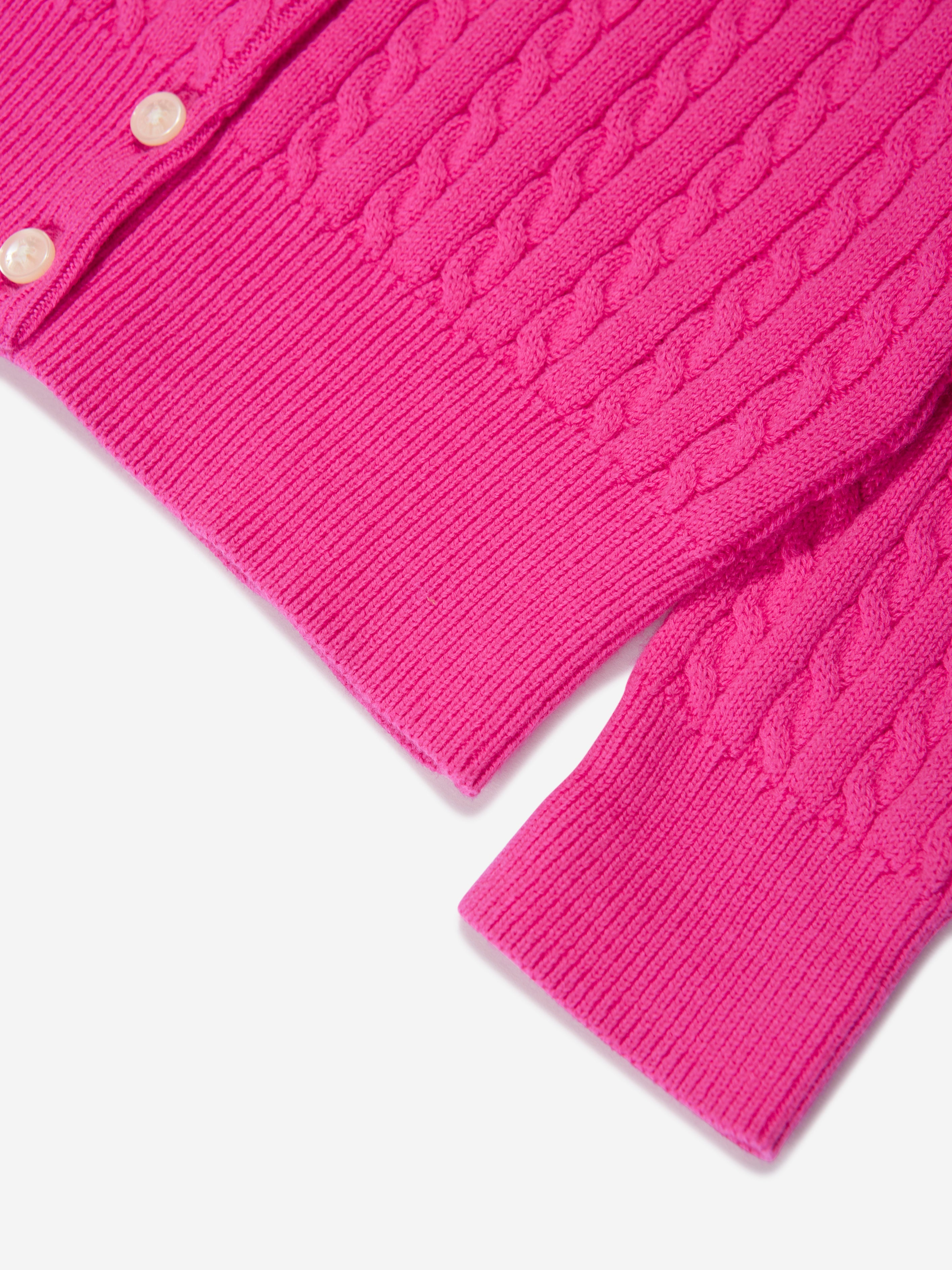 Girls Mini Cable Knit Cardigan in Pink