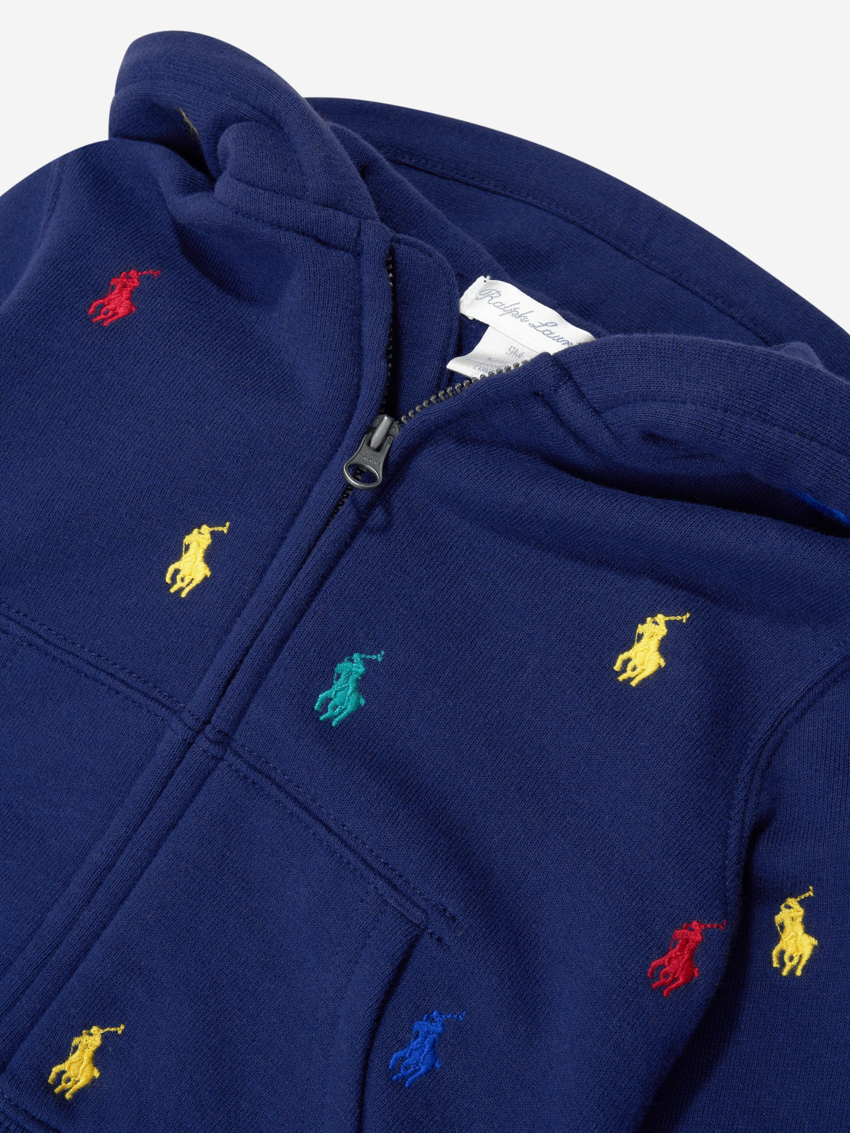 Baby Boys Logo Zip Up Top in Navy