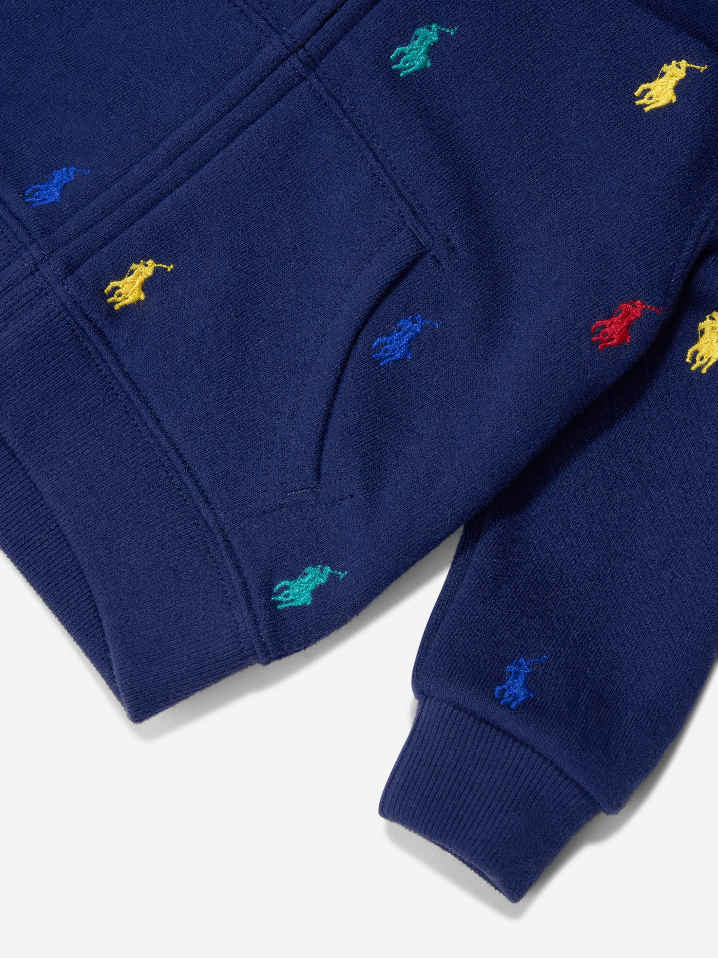 Baby Boys Logo Zip Up Top in Navy