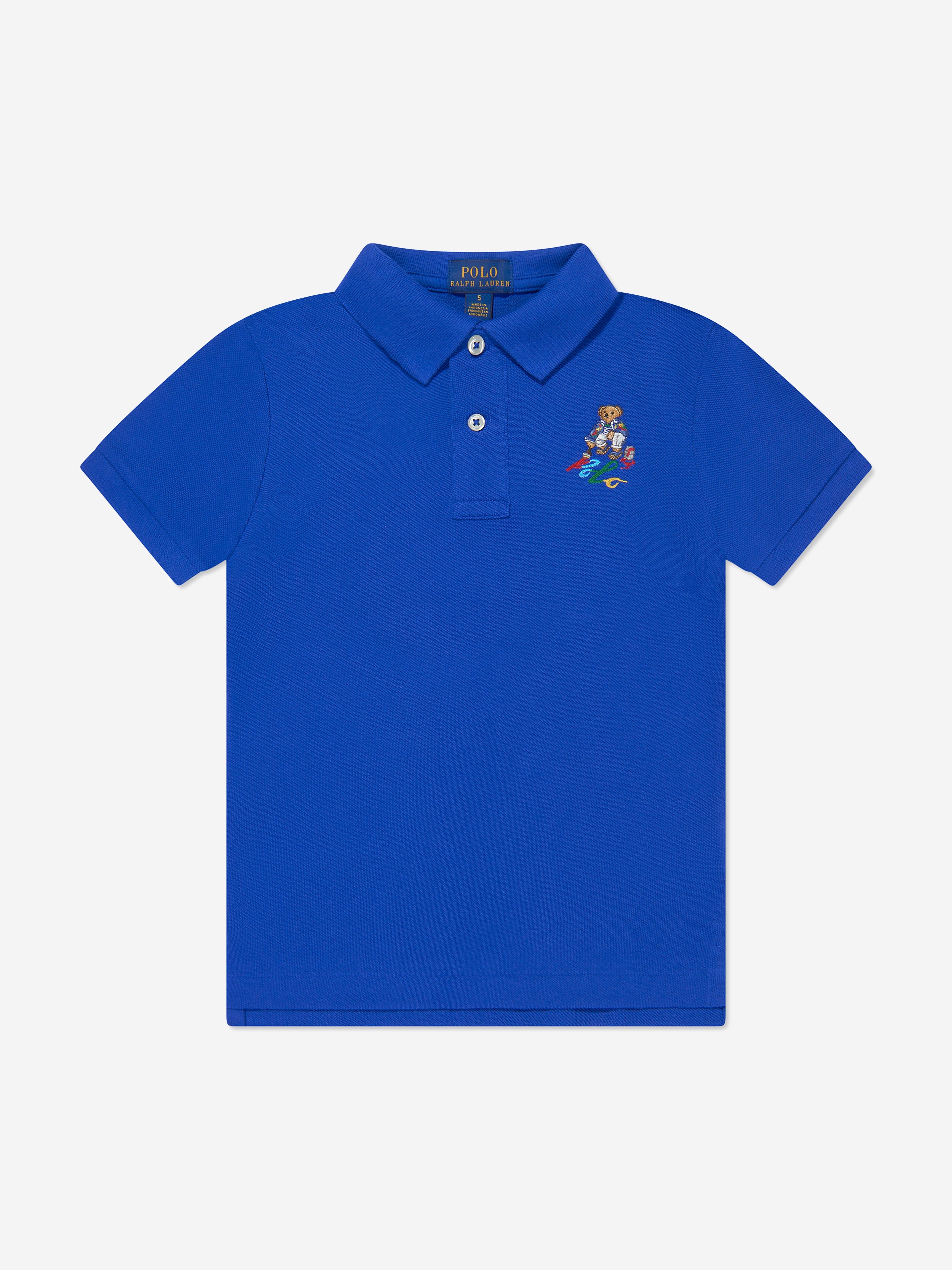 Boys Bear Polo Shirt in Blue