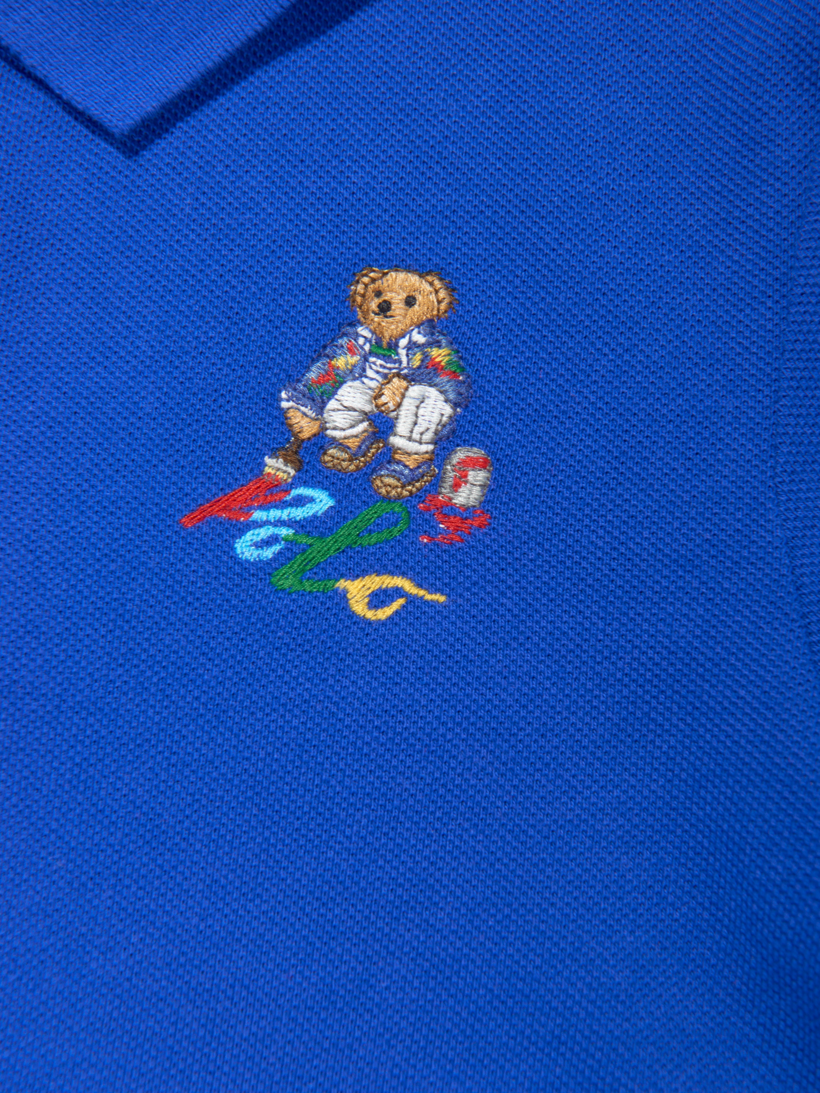 Boys Bear Polo Shirt in Blue