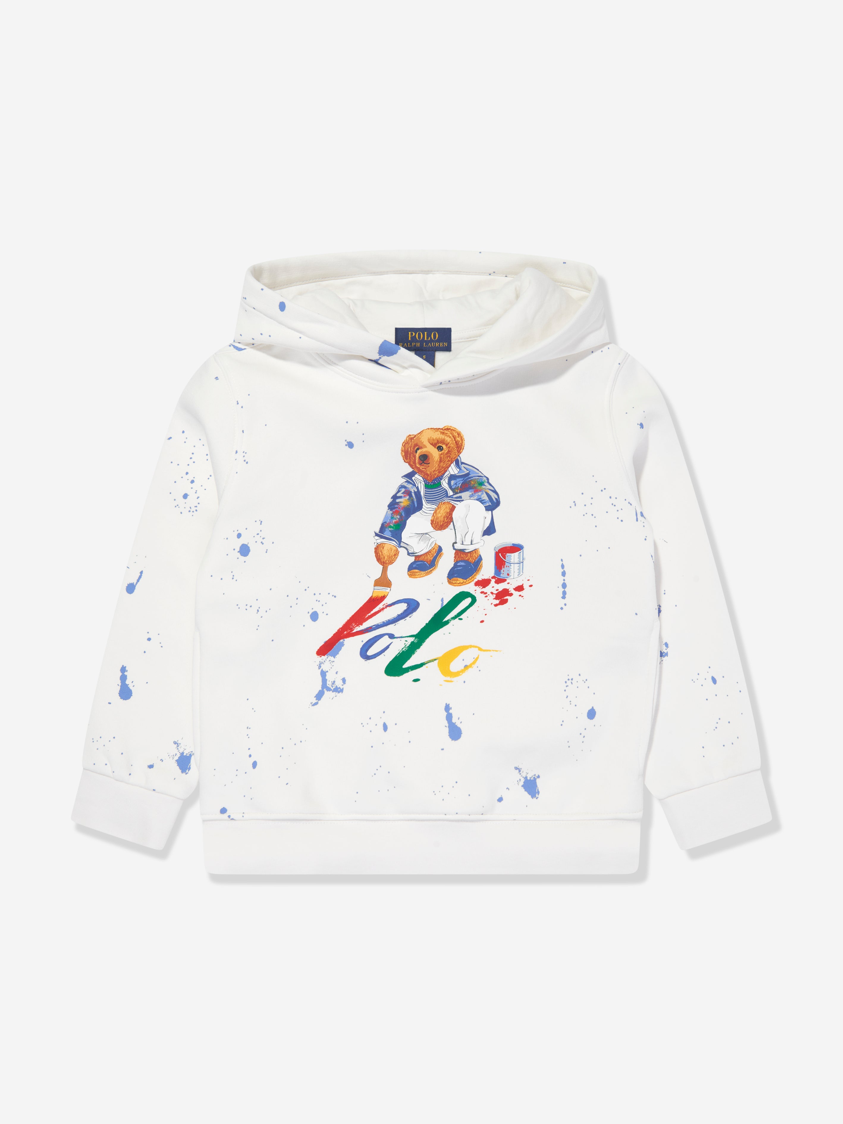 Boys Polo Bear Hoodie in White