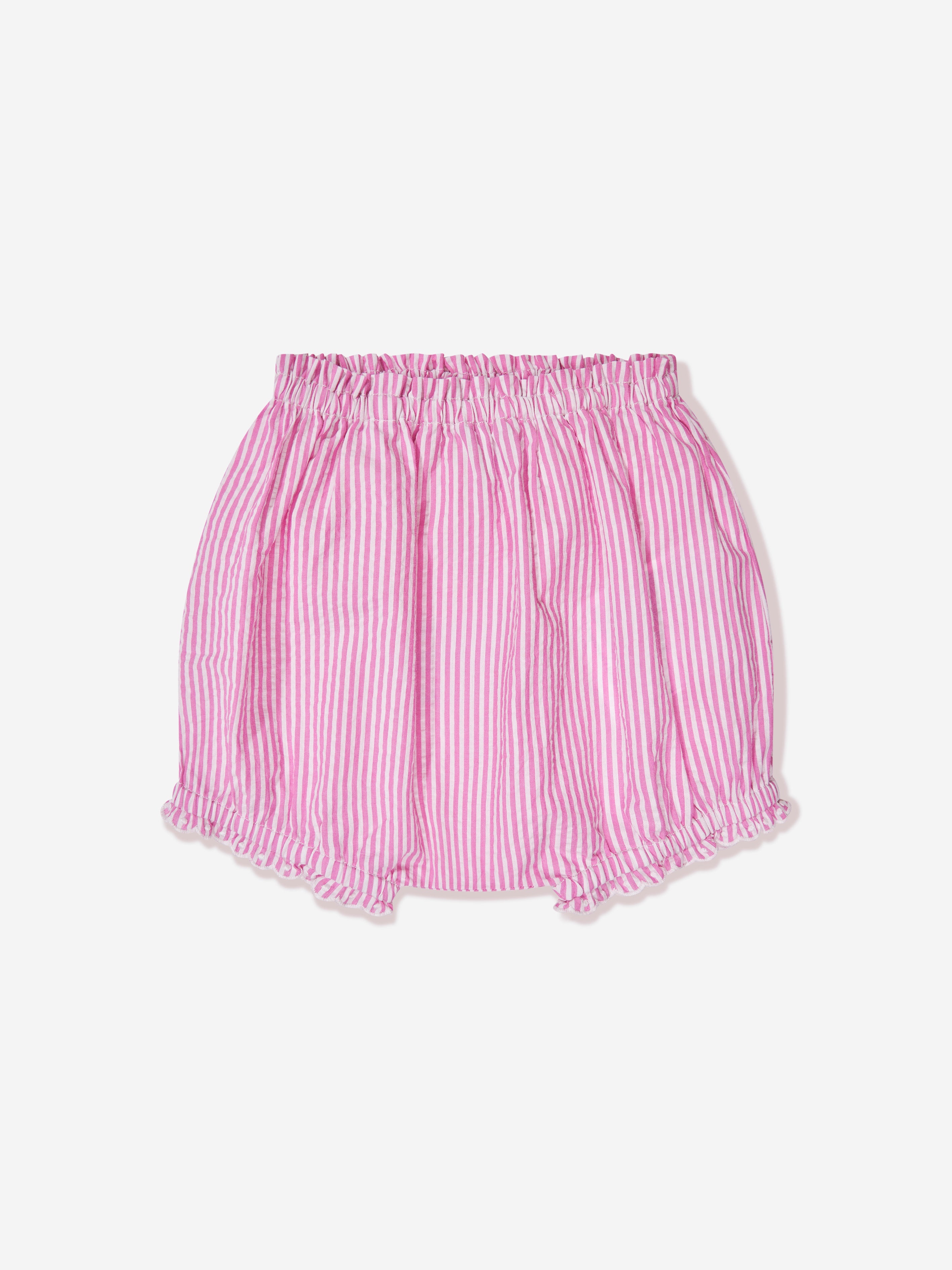 Baby Girls Striped Bloomer Short Set in Pink
