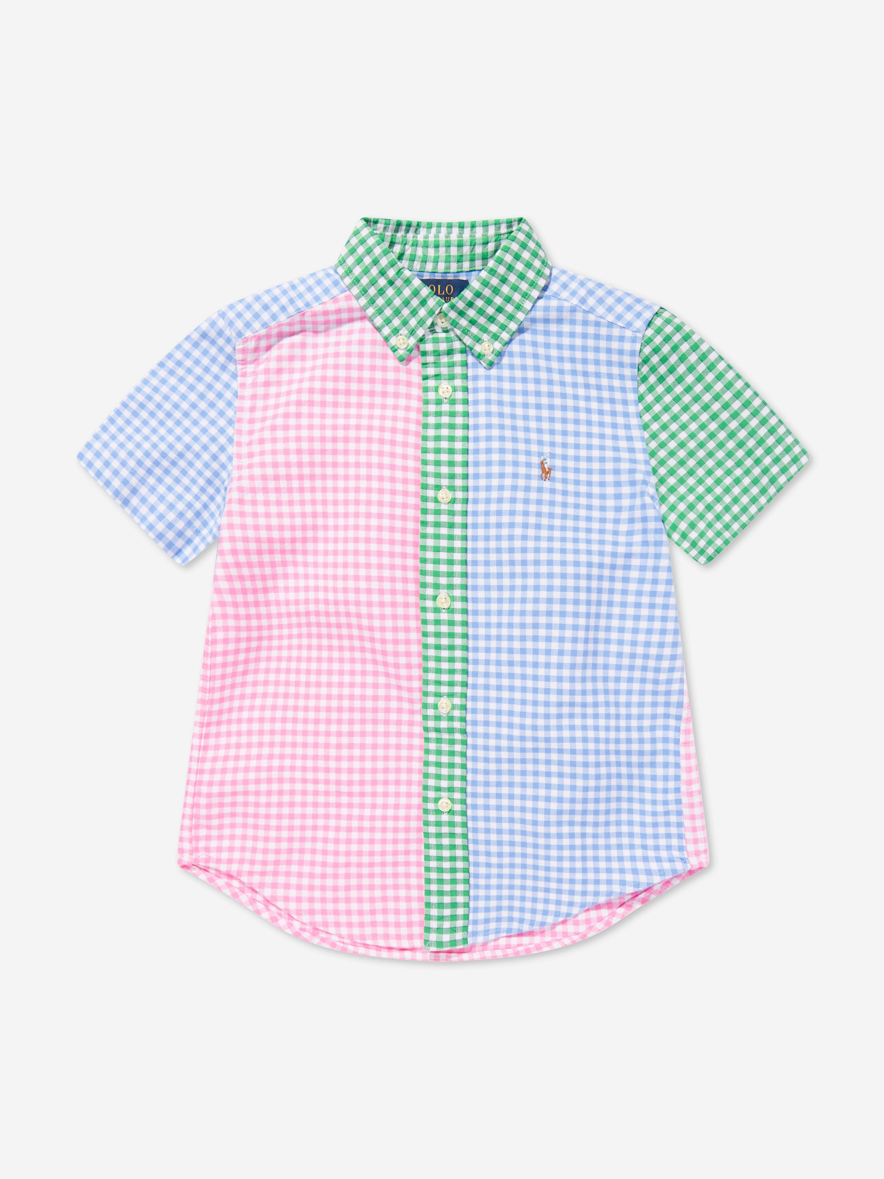 Boys Gingham Short Sleeve Shirt in Multicolour