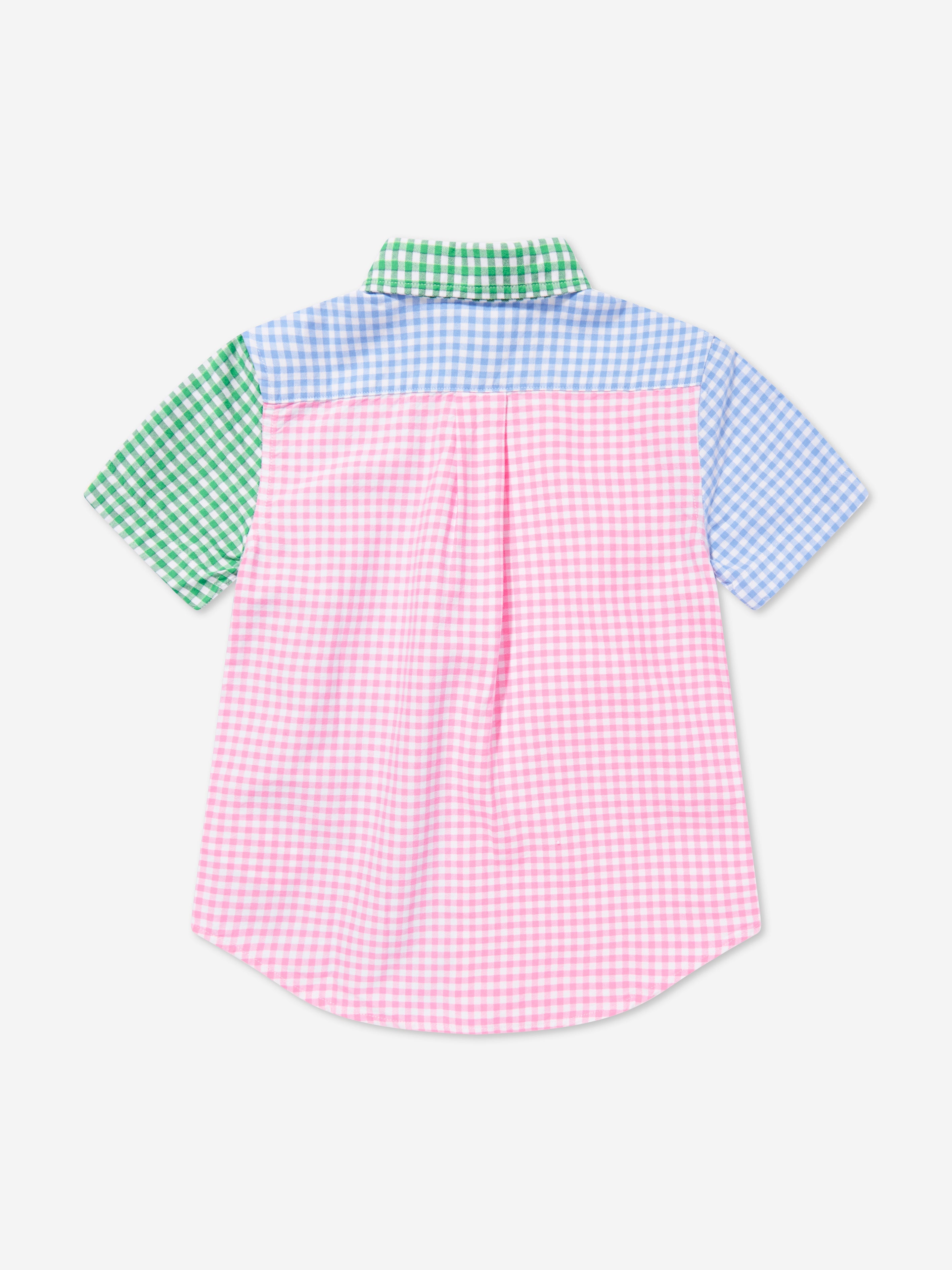 Boys Gingham Short Sleeve Shirt in Multicolour