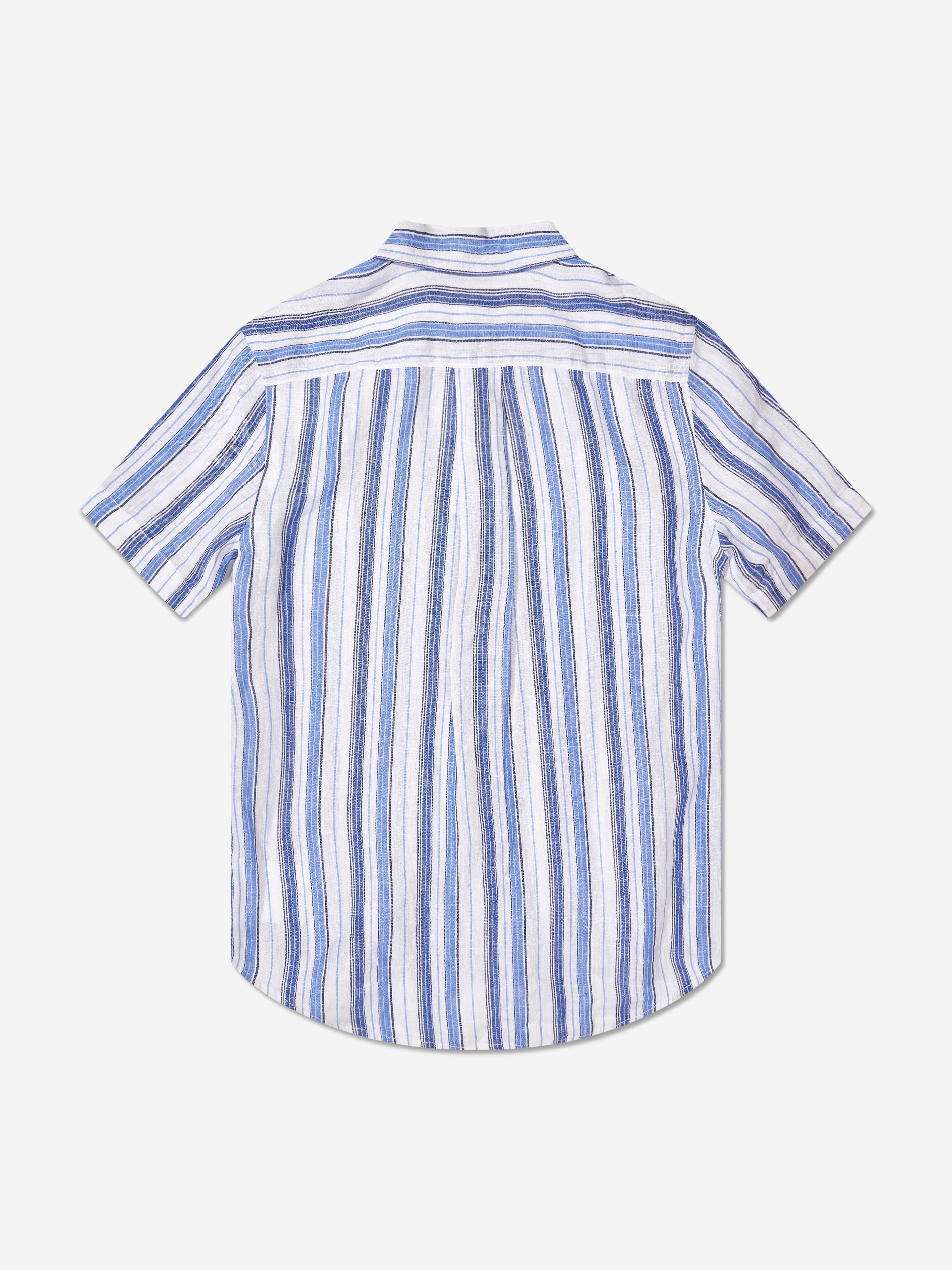 Boys Striped Short Sleeve Shirt in Blue