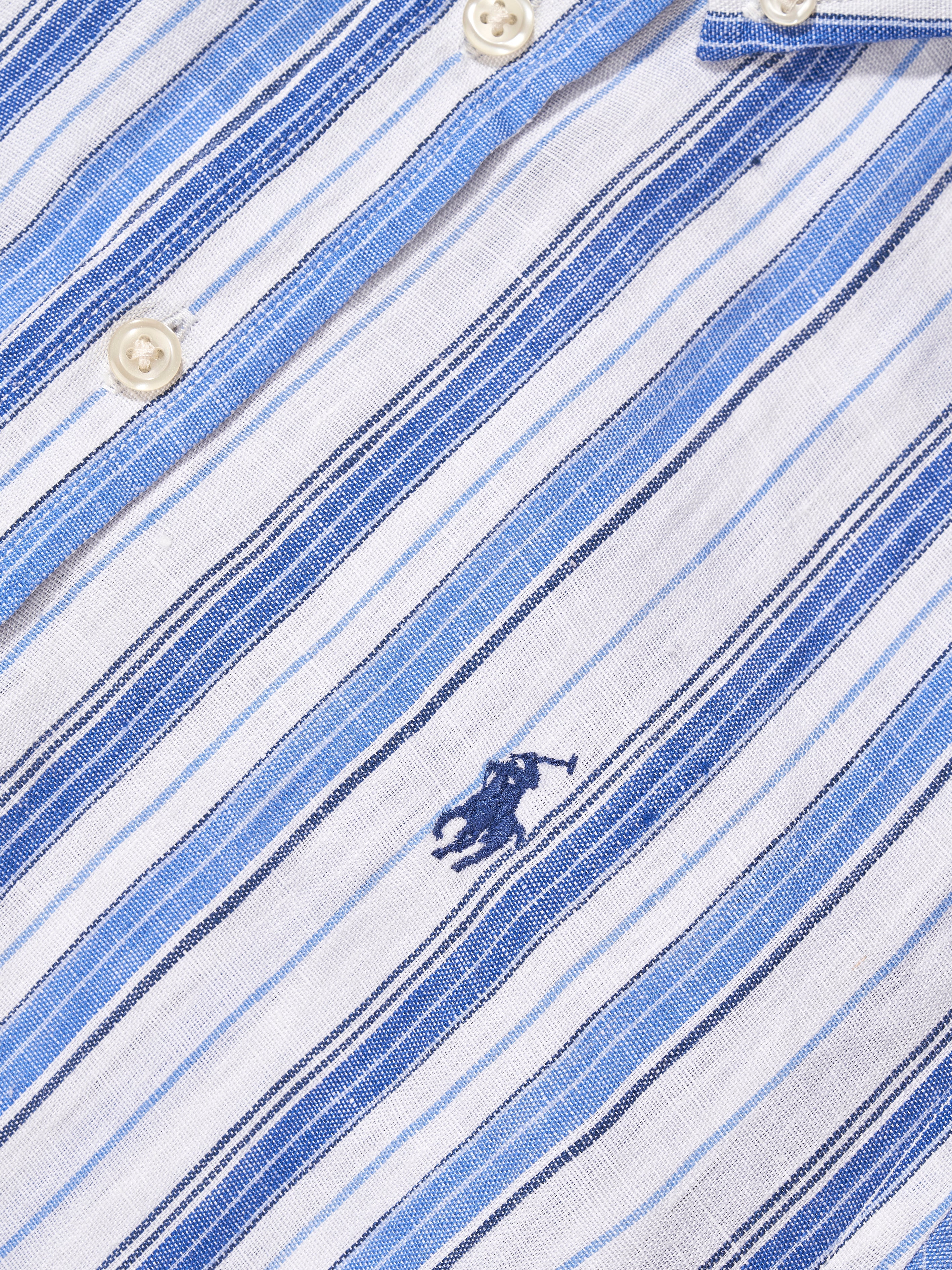Boys Striped Short Sleeve Shirt in Blue