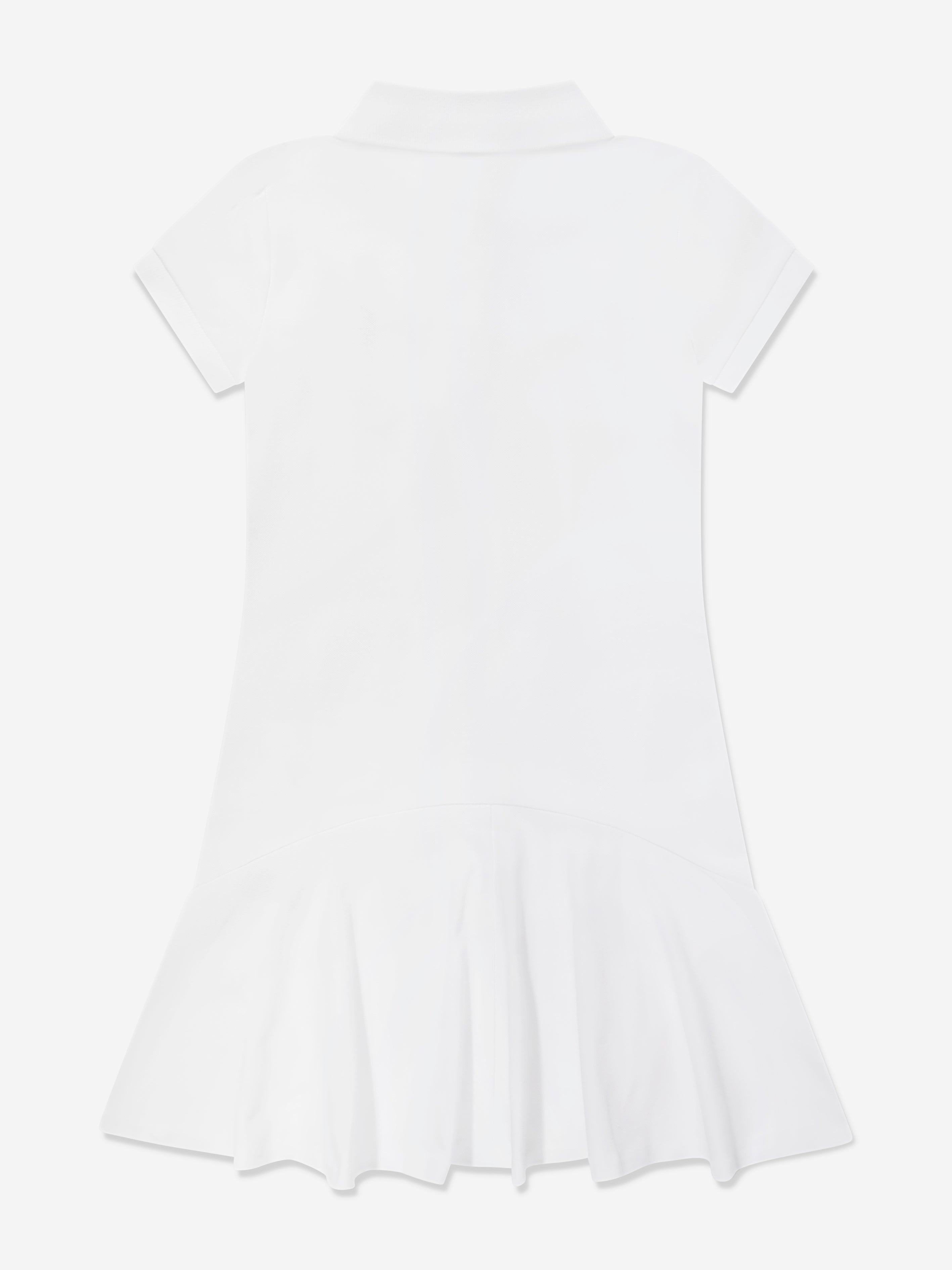 Girls Flared Polo Dress in White