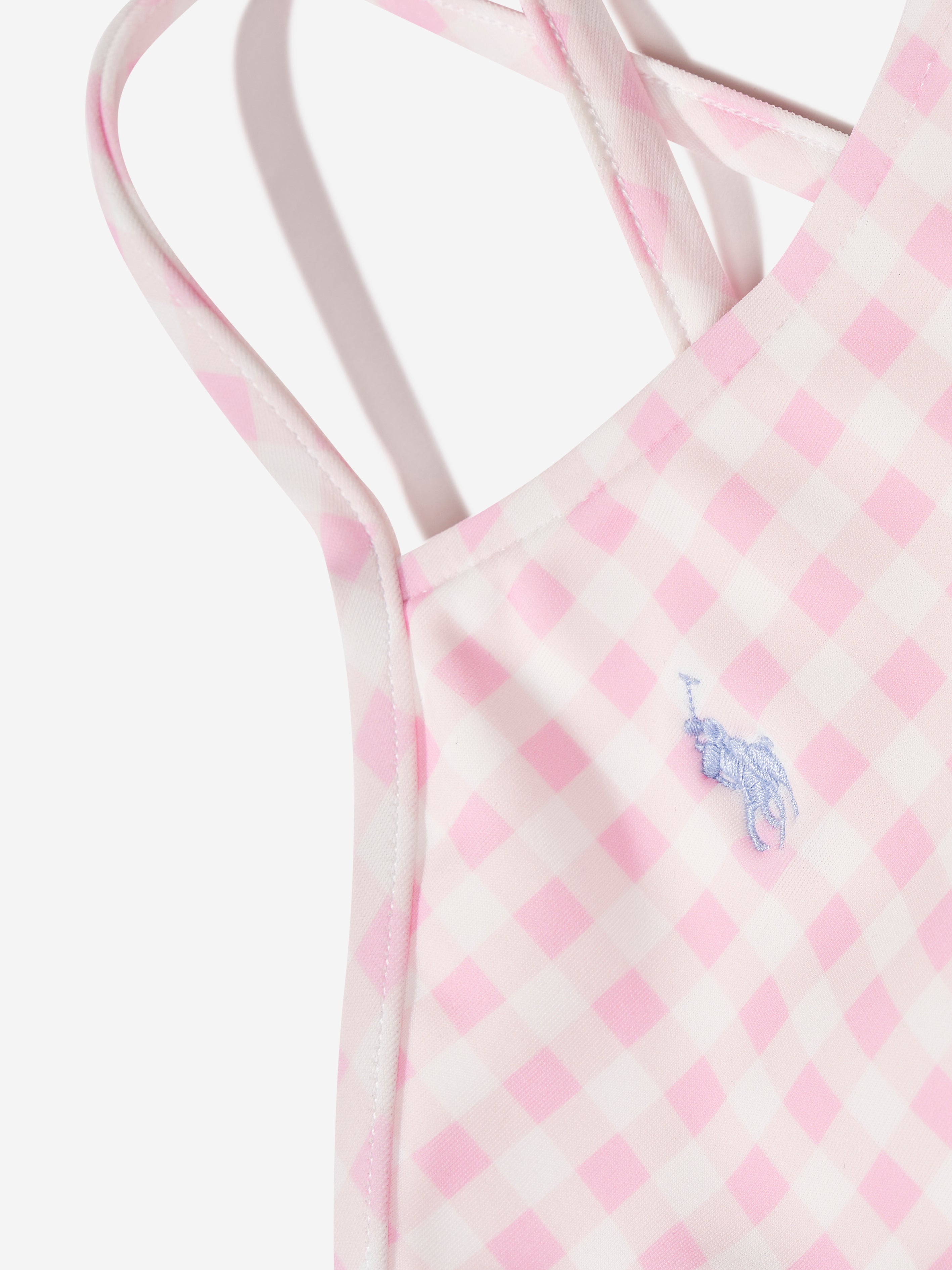 Girls Gingham Logo Bikini in Pink