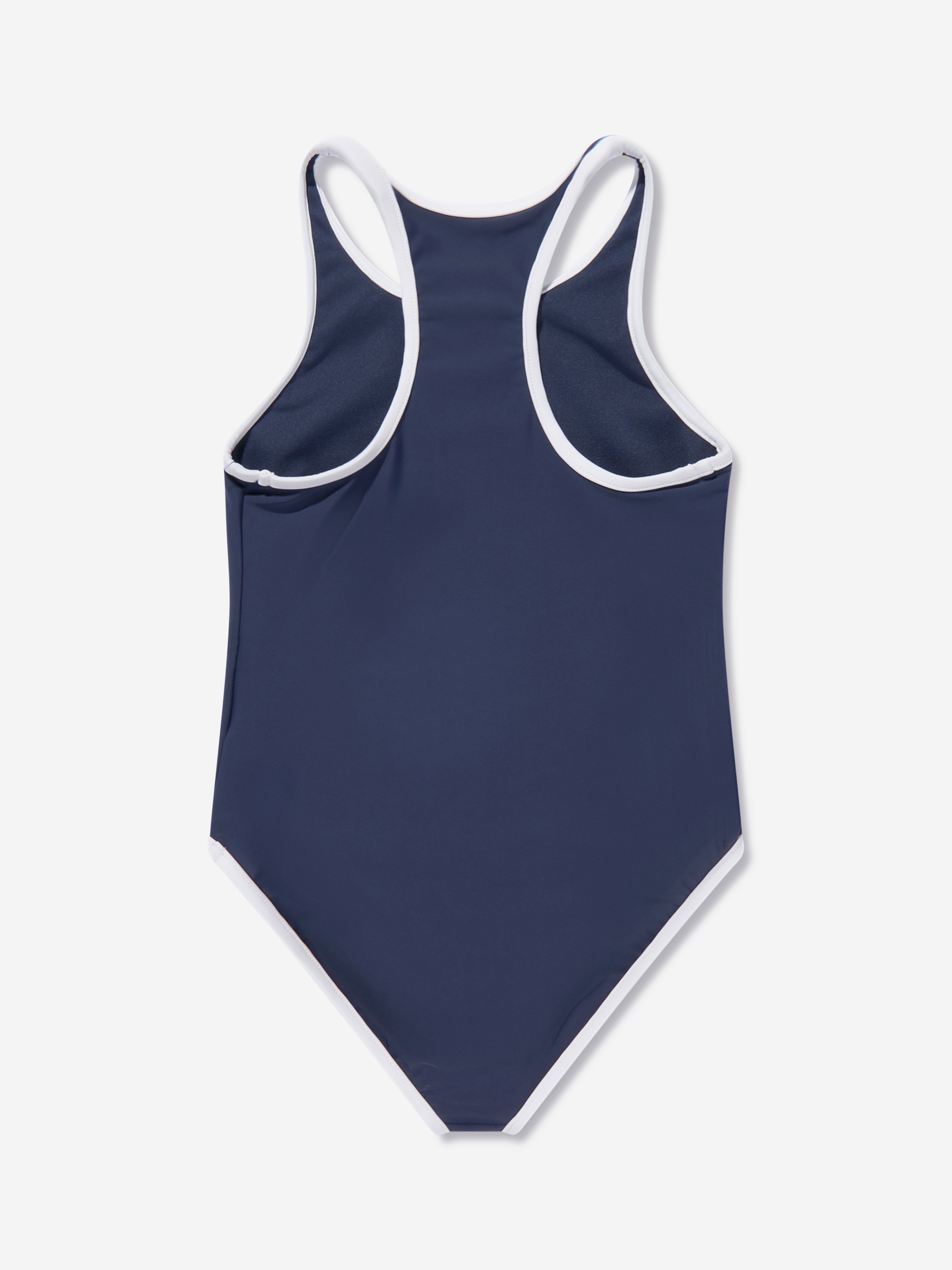 Girls Embroidered Bear Swimsuit in Navy