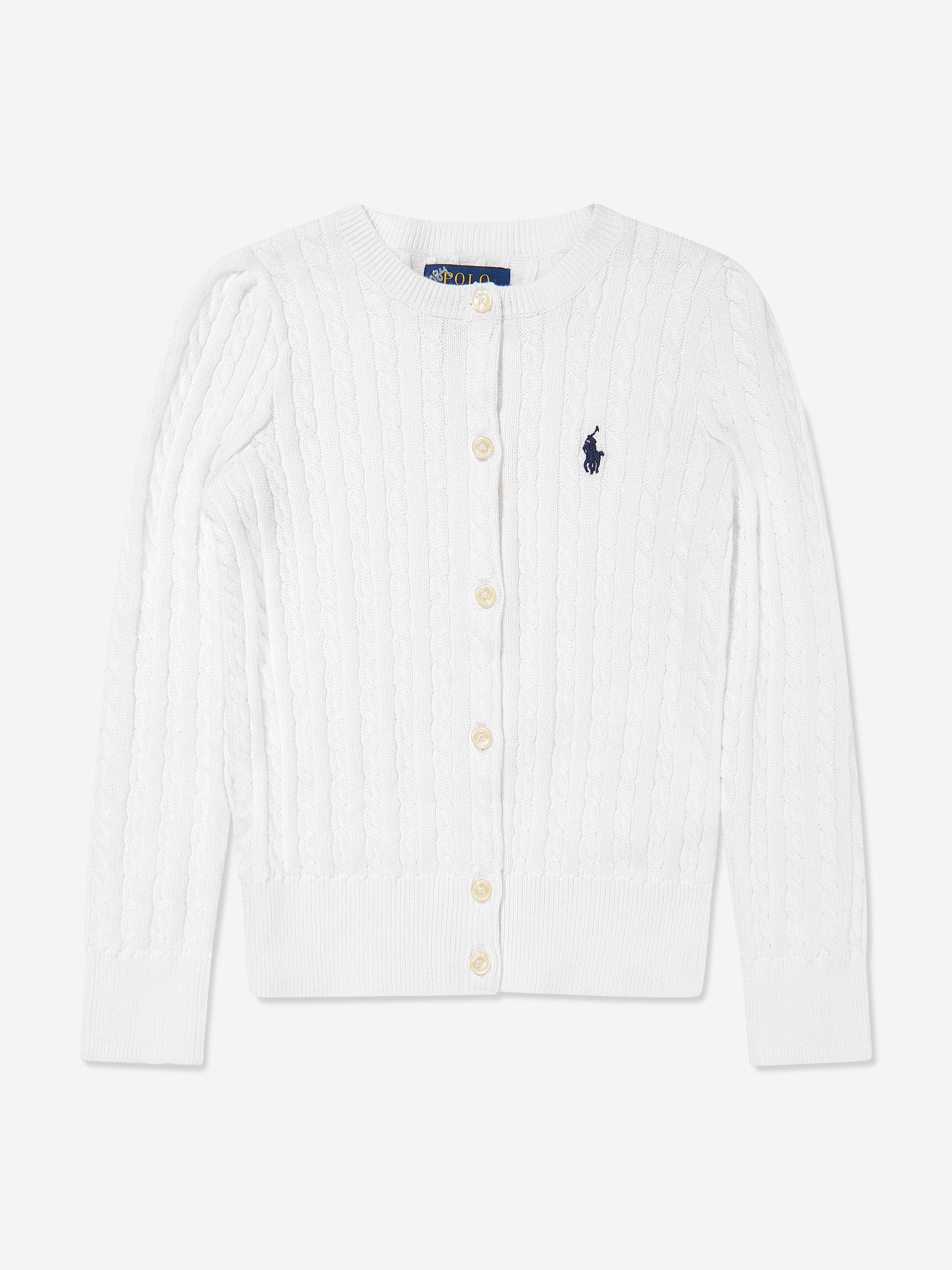Girls Mini Cable Knit Cardigan in White