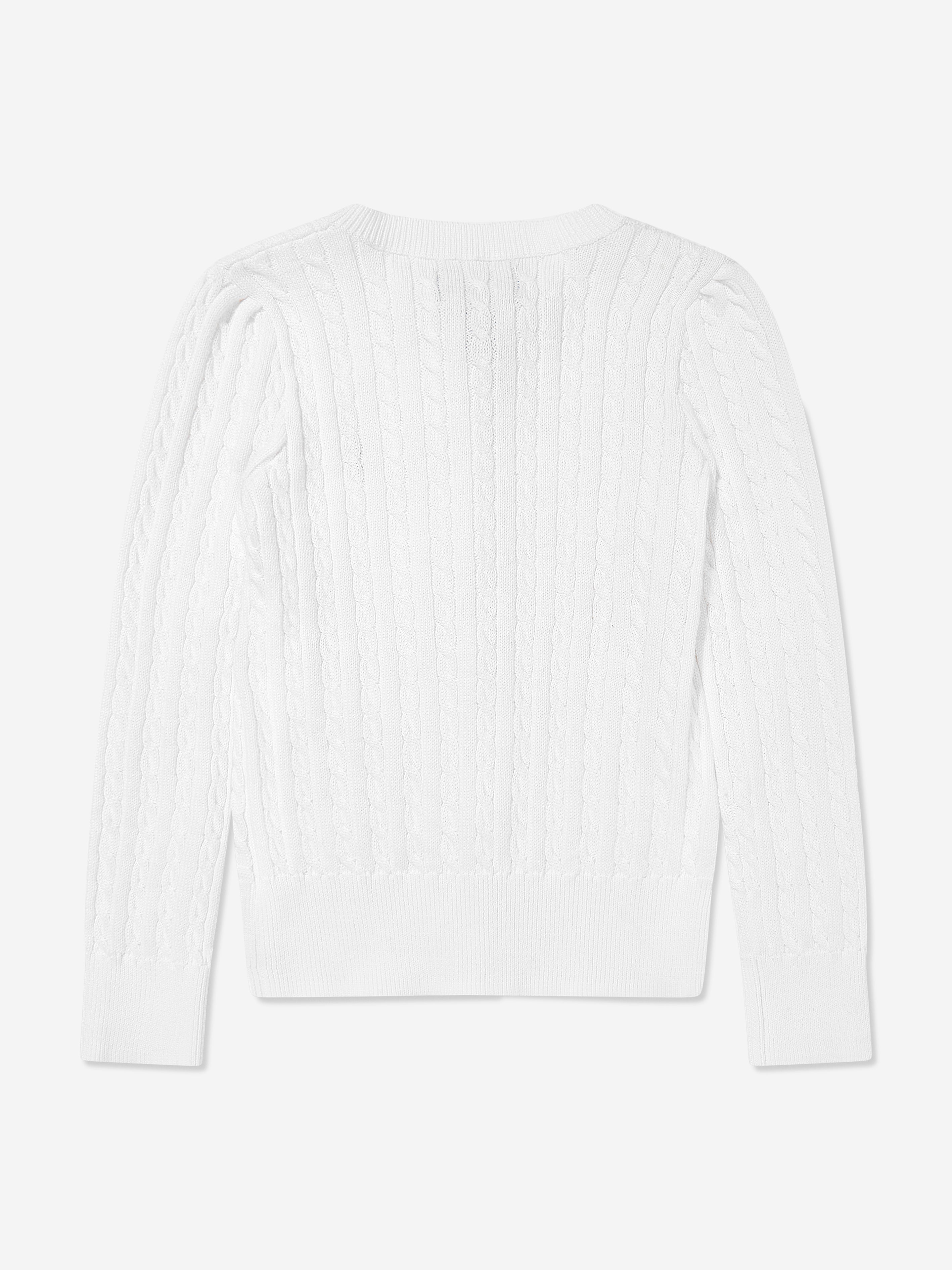 Girls Mini Cable Knit Cardigan in White