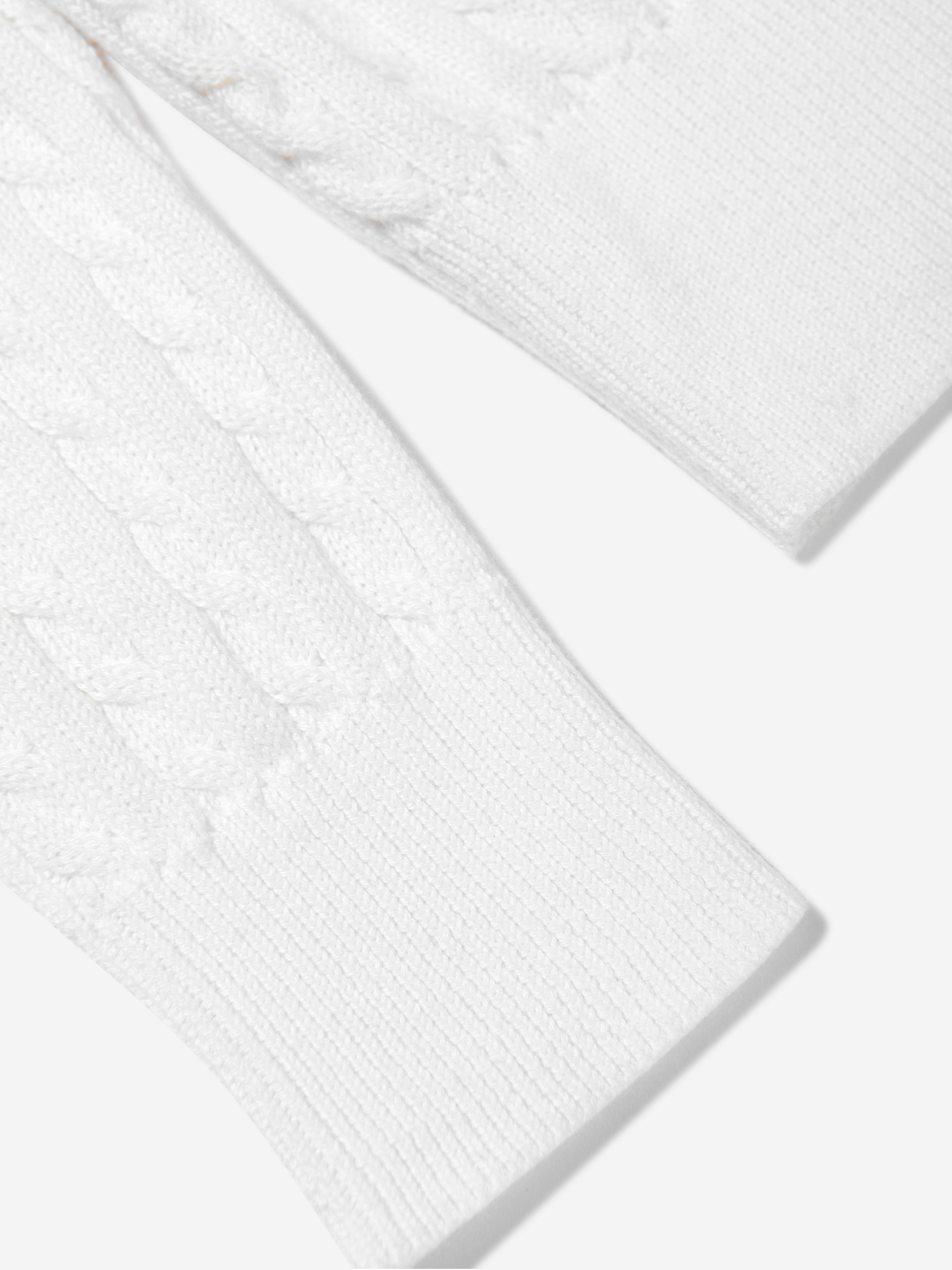 Girls Mini Cable Knit Cardigan in White