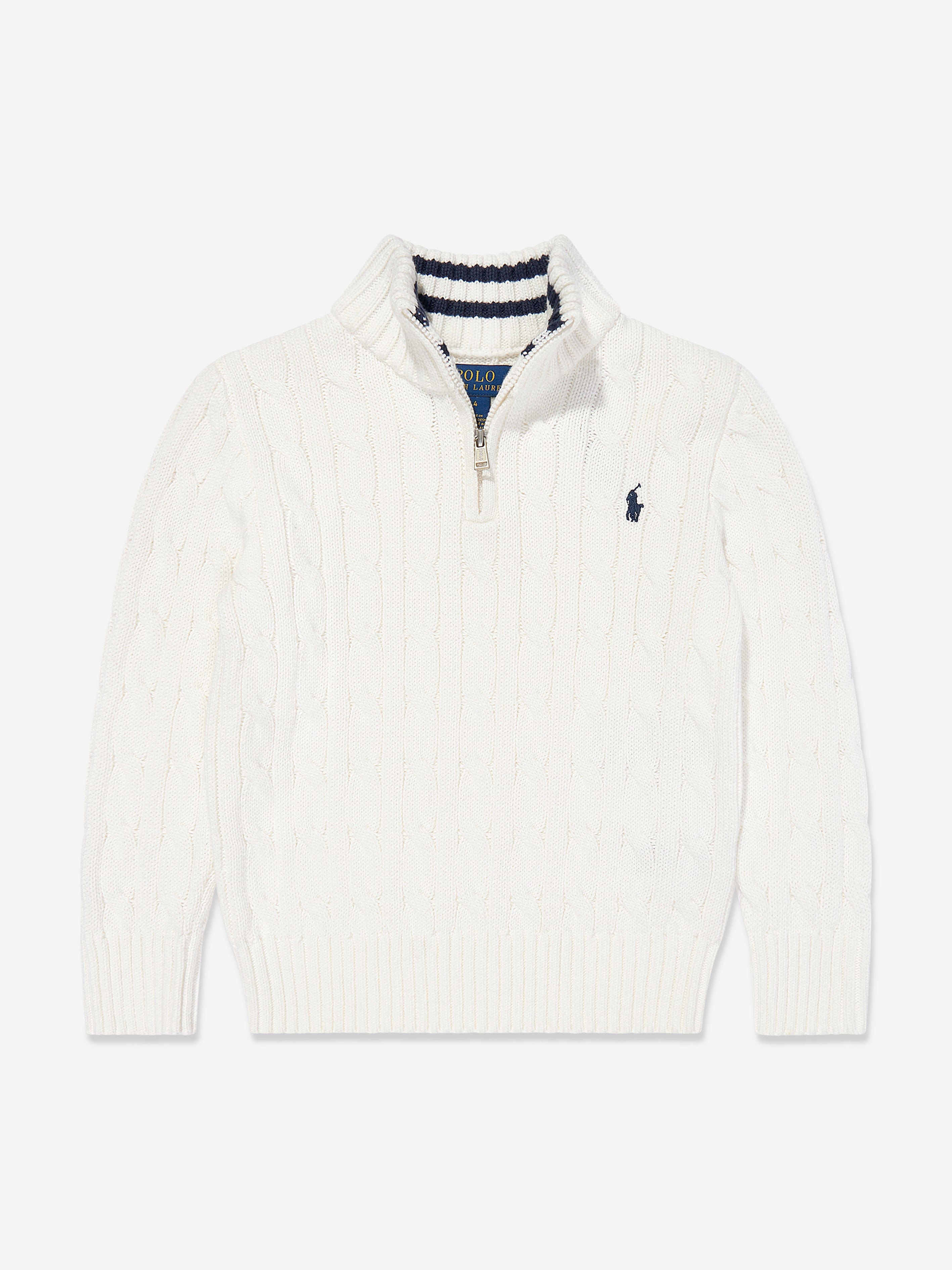 Boys Half Zip Jumper in White