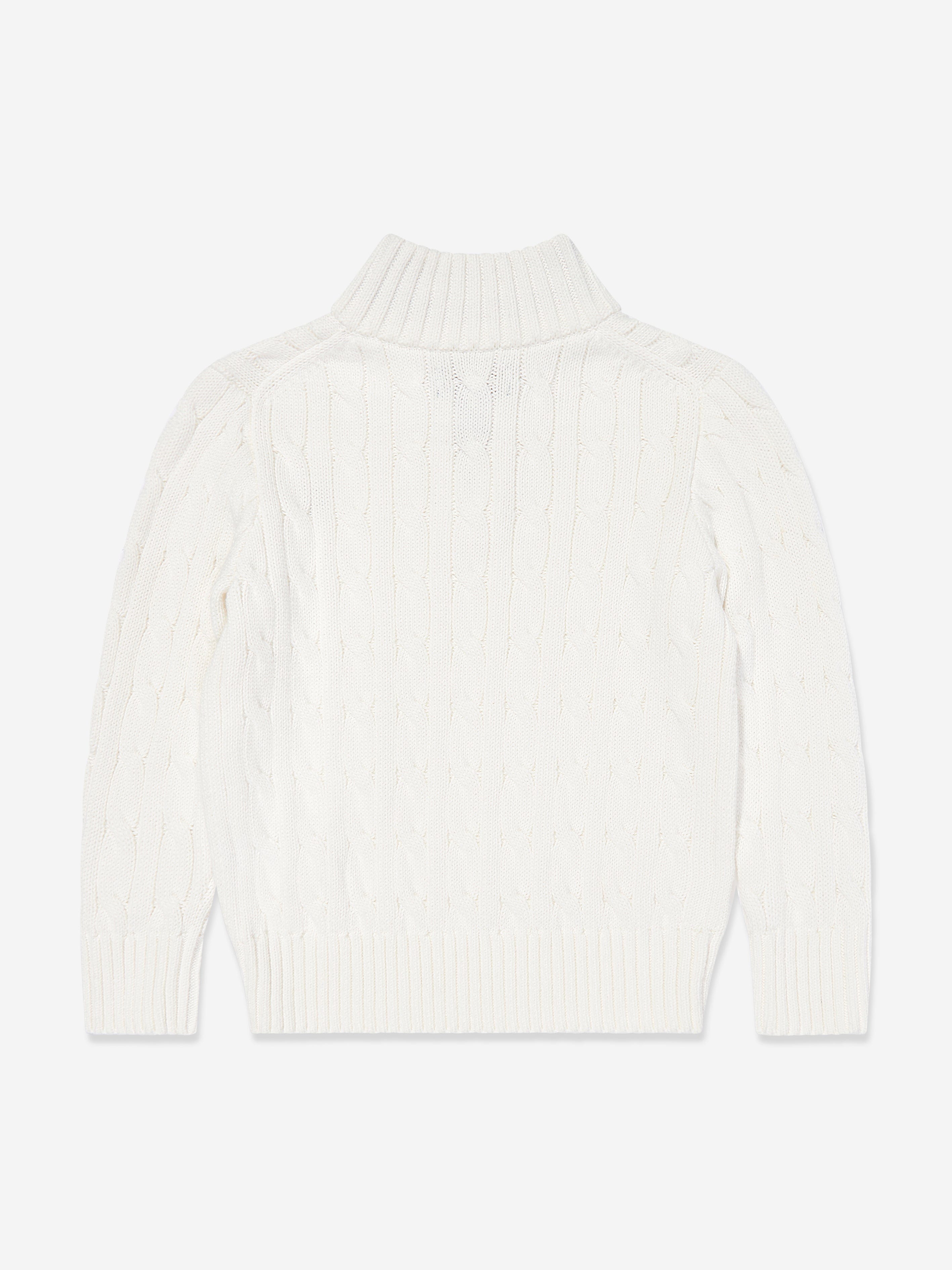 Boys Half Zip Jumper in White