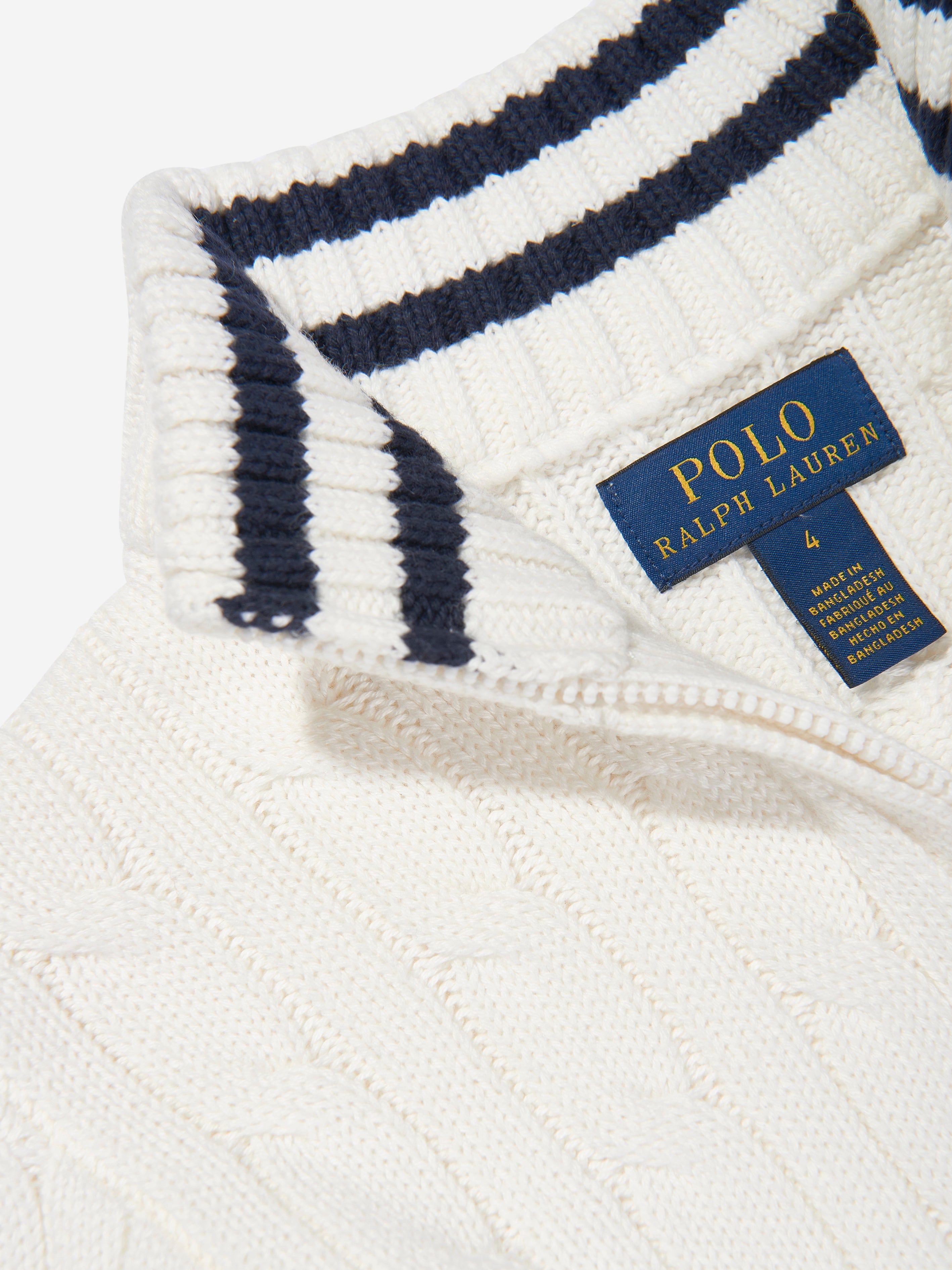 Boys Half Zip Jumper in White