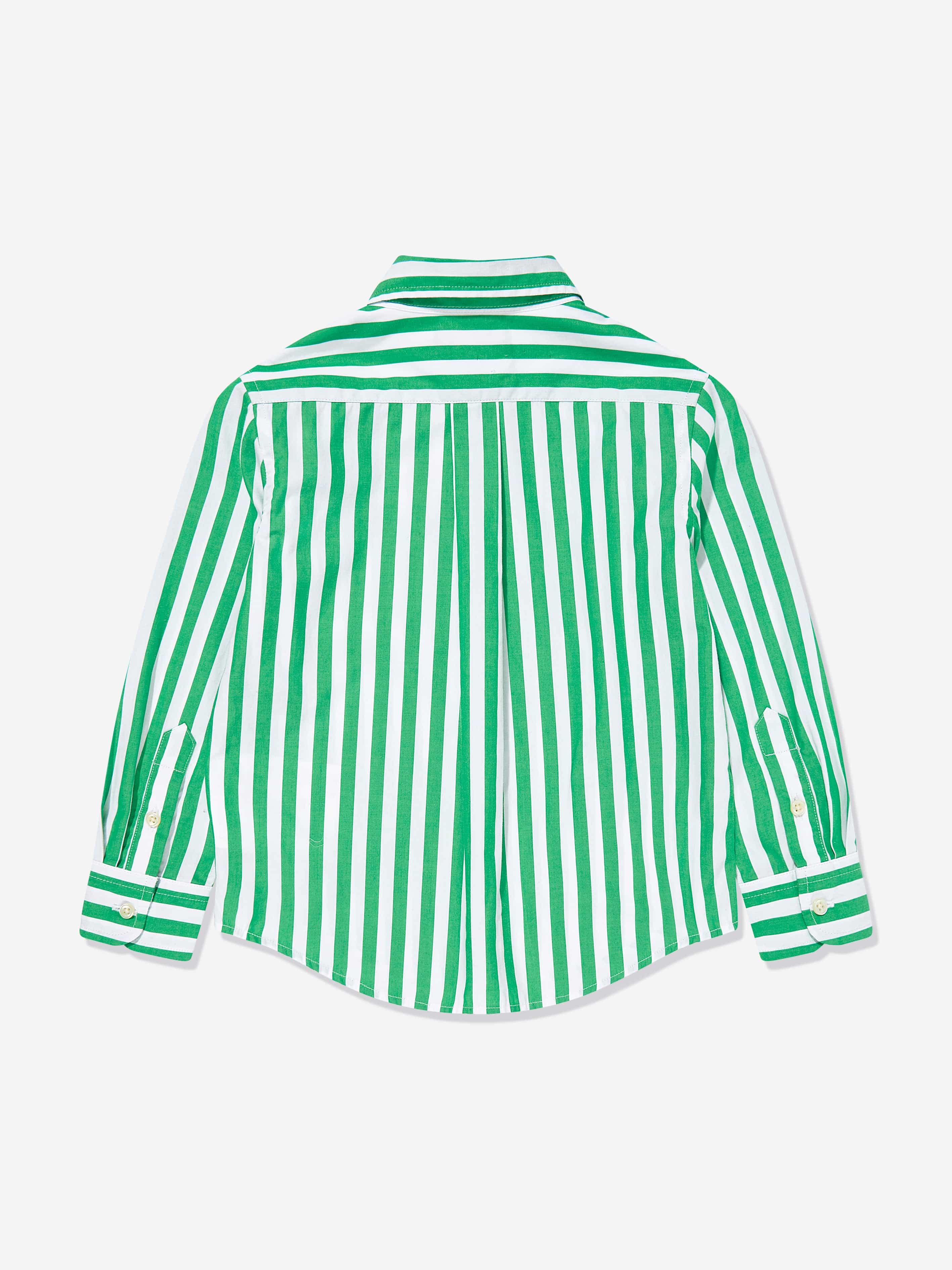 Boys Striped Logo Shirt in Green