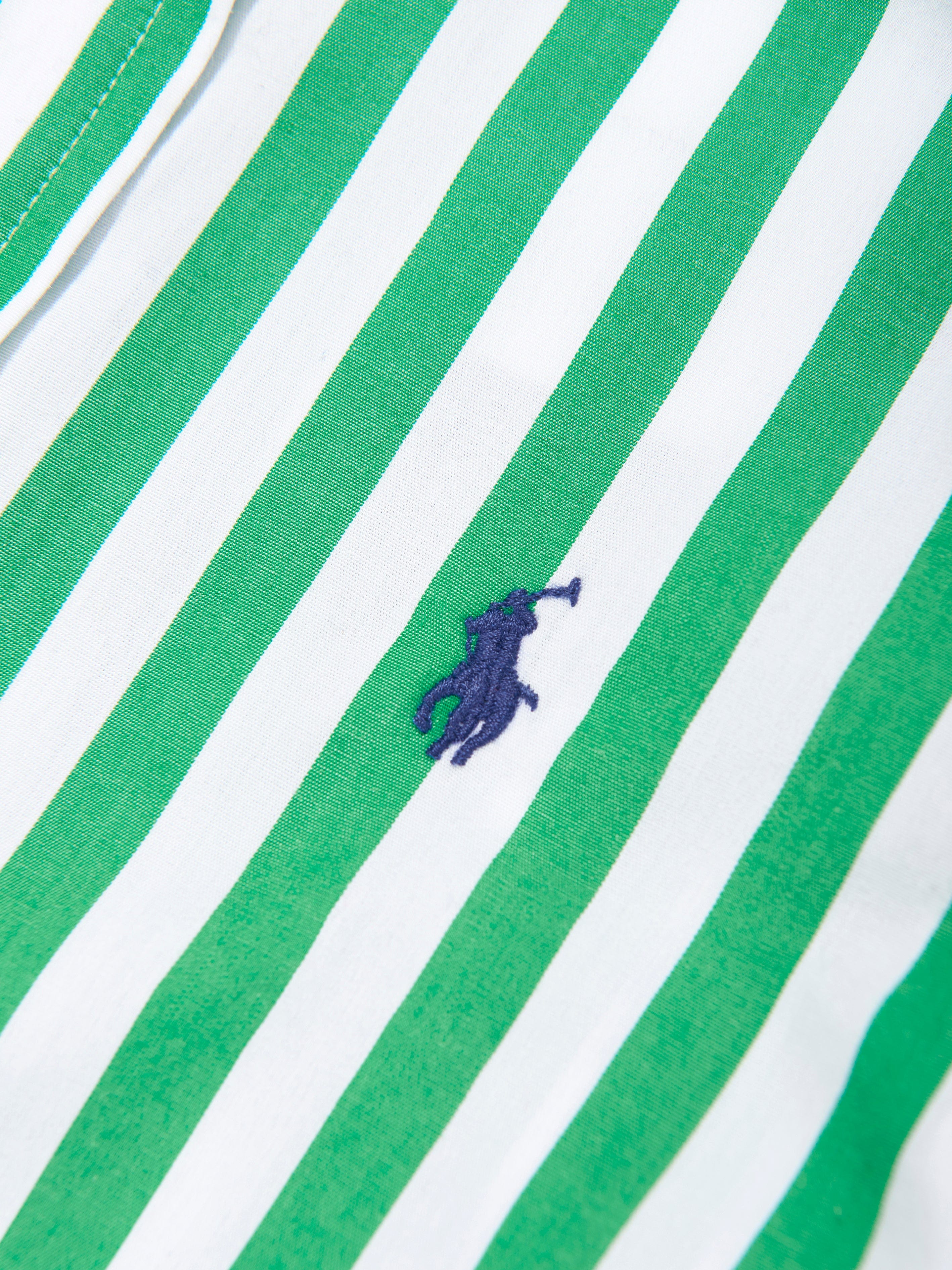 Boys Striped Logo Shirt in Green