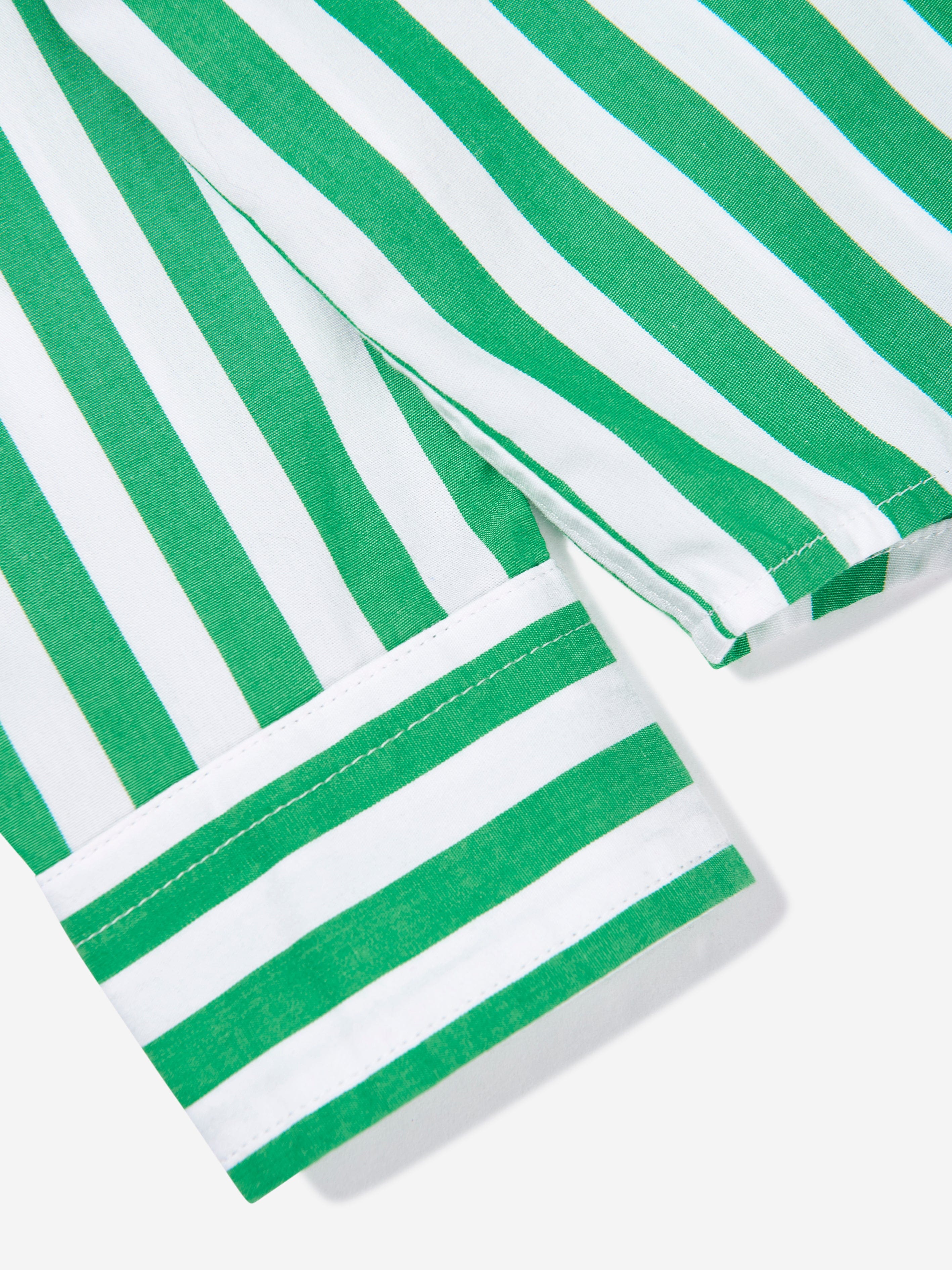 Boys Striped Logo Shirt in Green