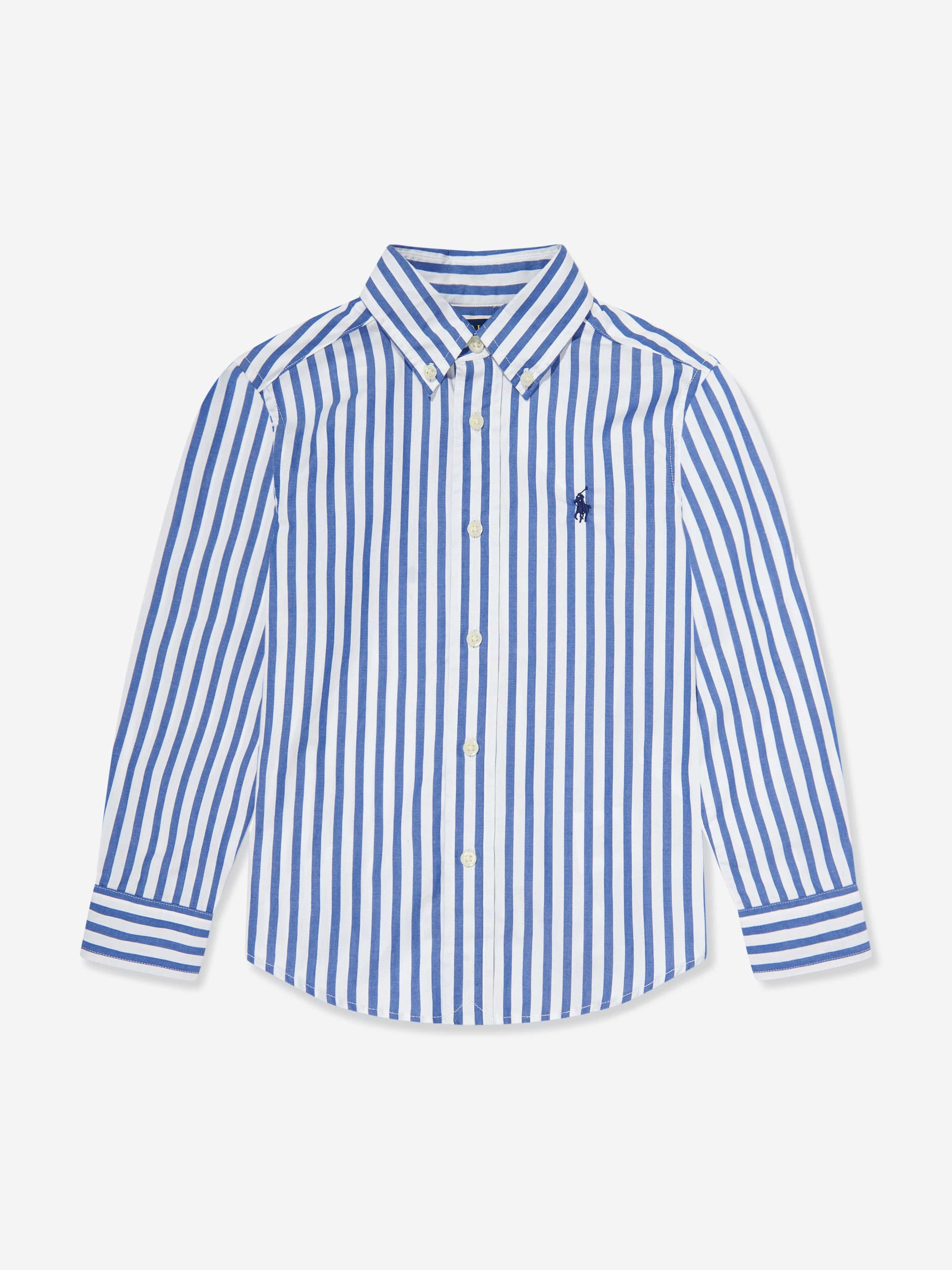 Boys Striped Logo Shirt in Blue