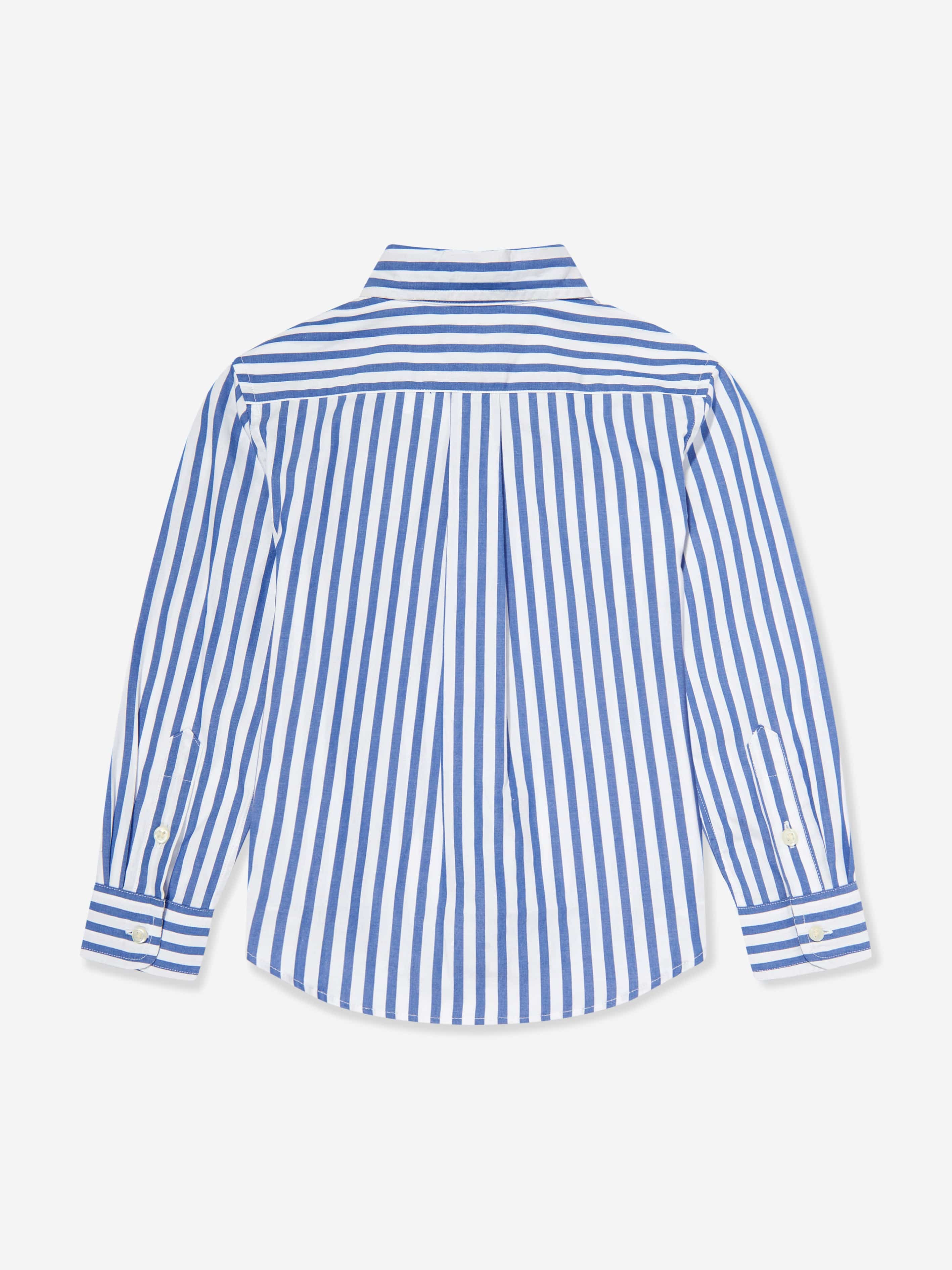 Boys Striped Logo Shirt in Blue