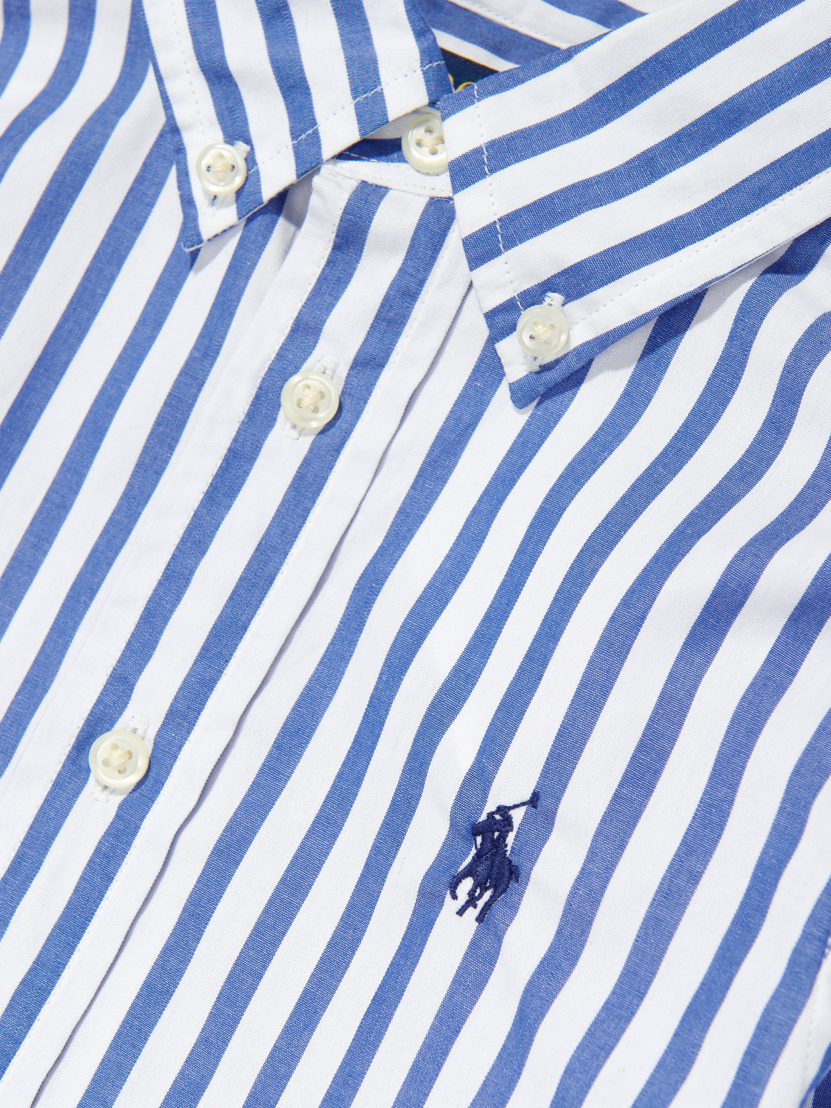 Boys Striped Logo Shirt in Blue