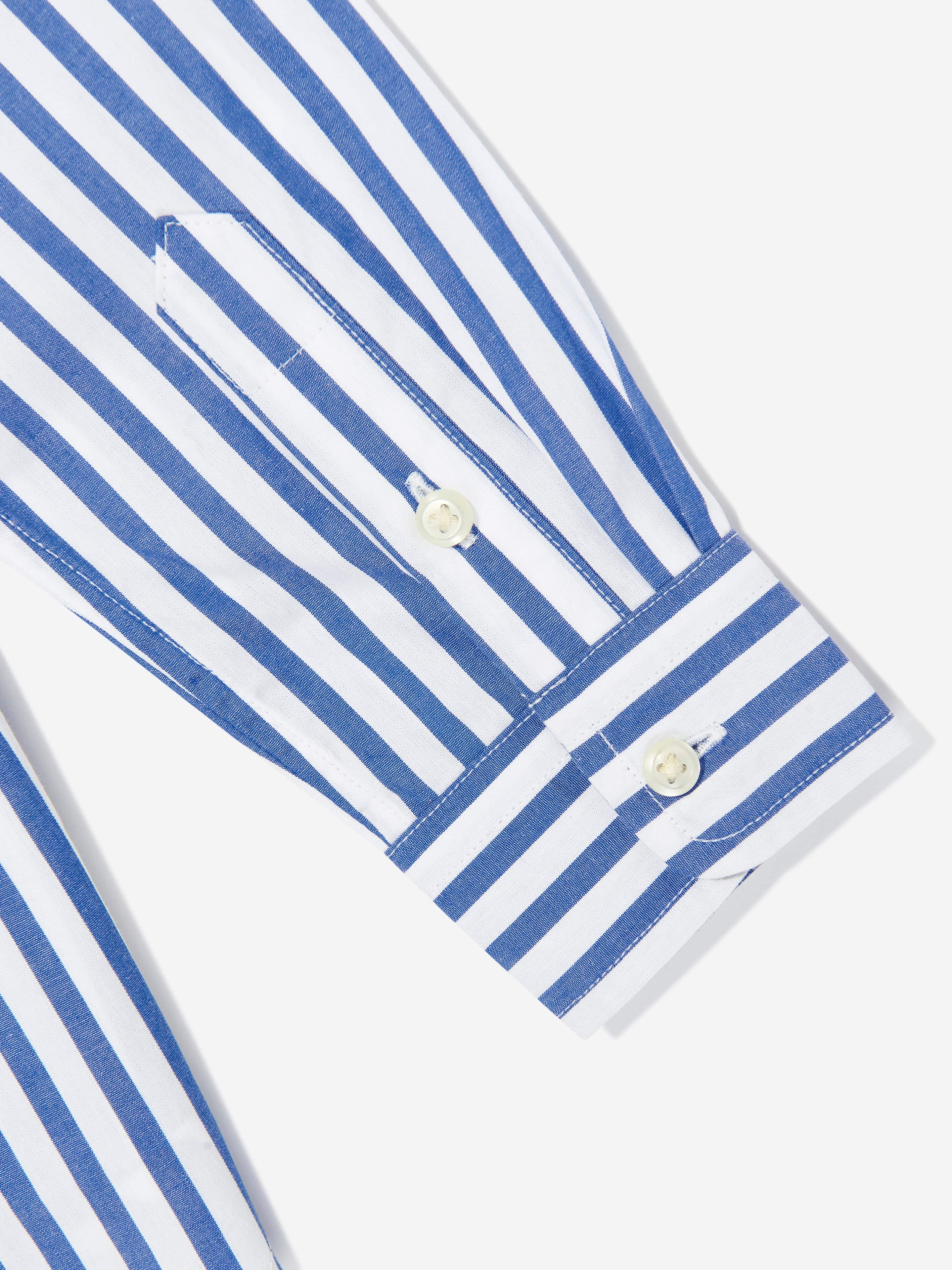 Boys Striped Logo Shirt in Blue