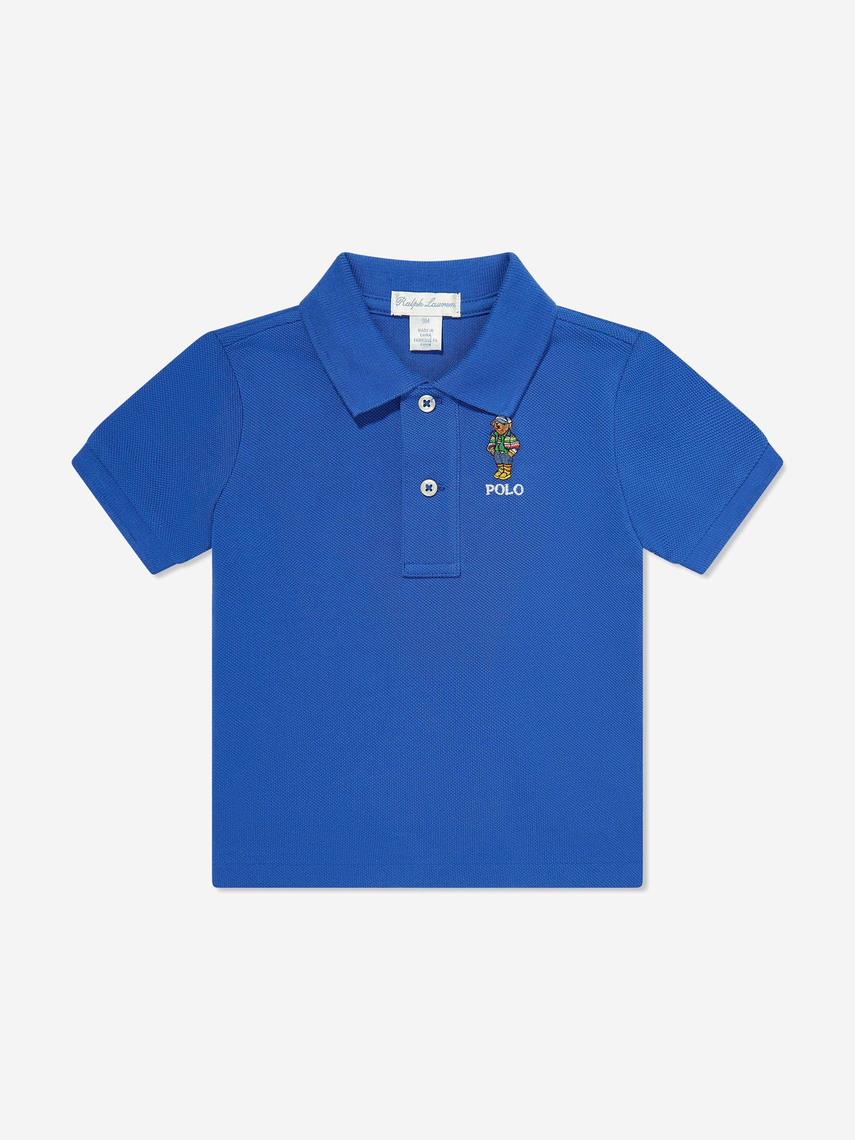 Baby Boys Bear Polo Shirt in Blue