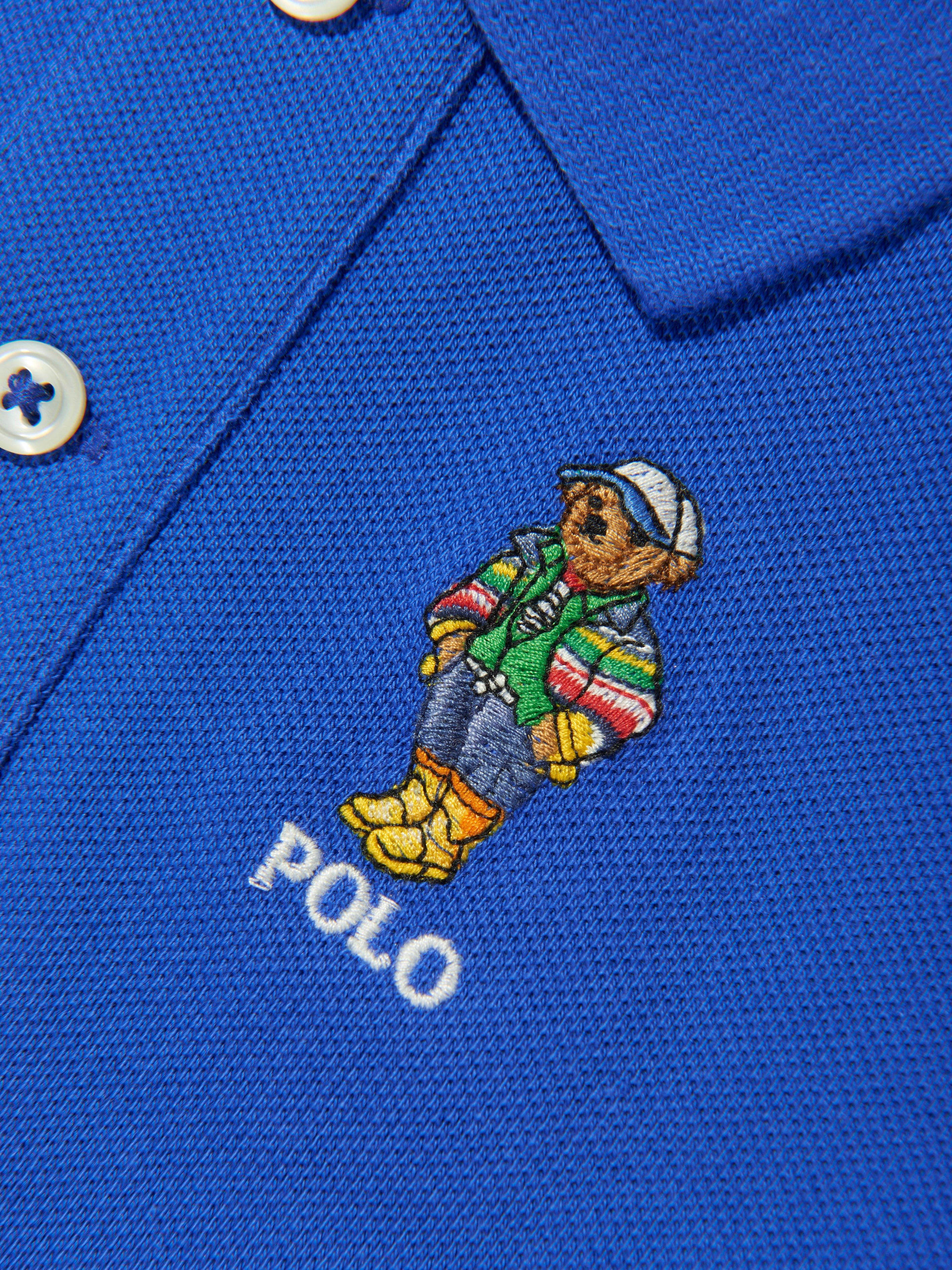 Boys Bear Polo Shirt in Blue