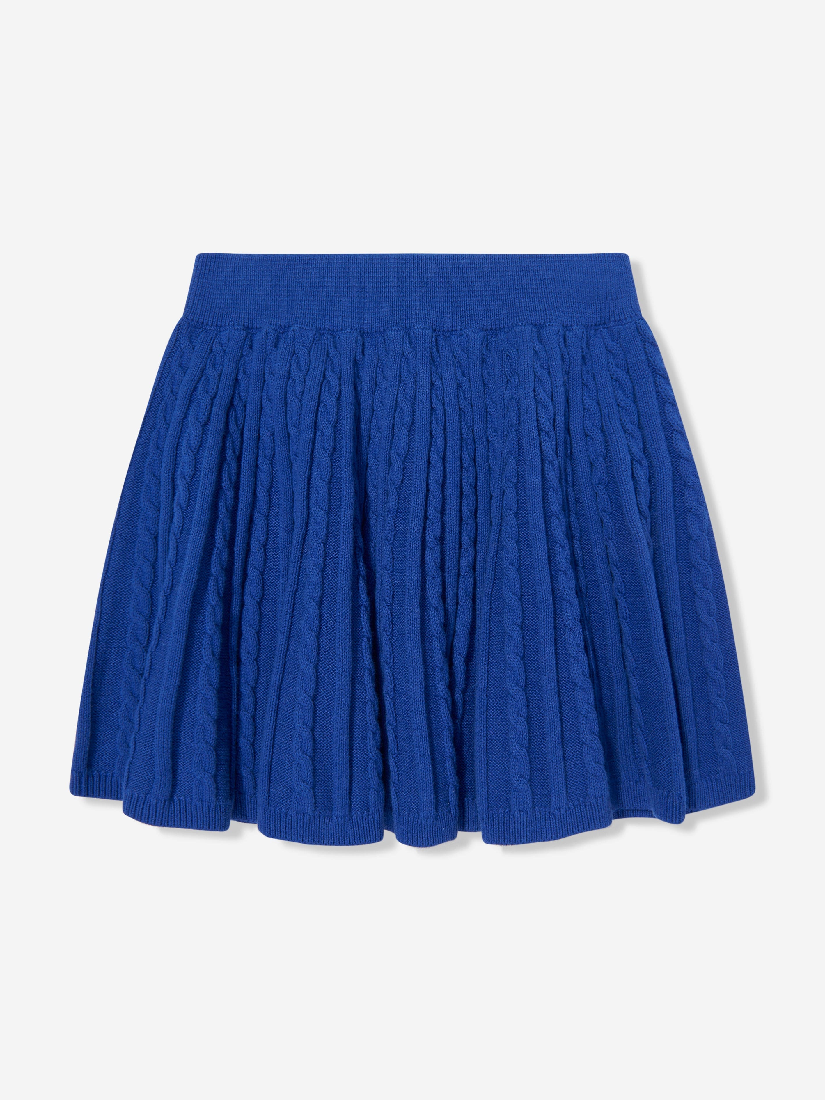 Girls Striped Cable Knit Top and Skirt Set in Blue