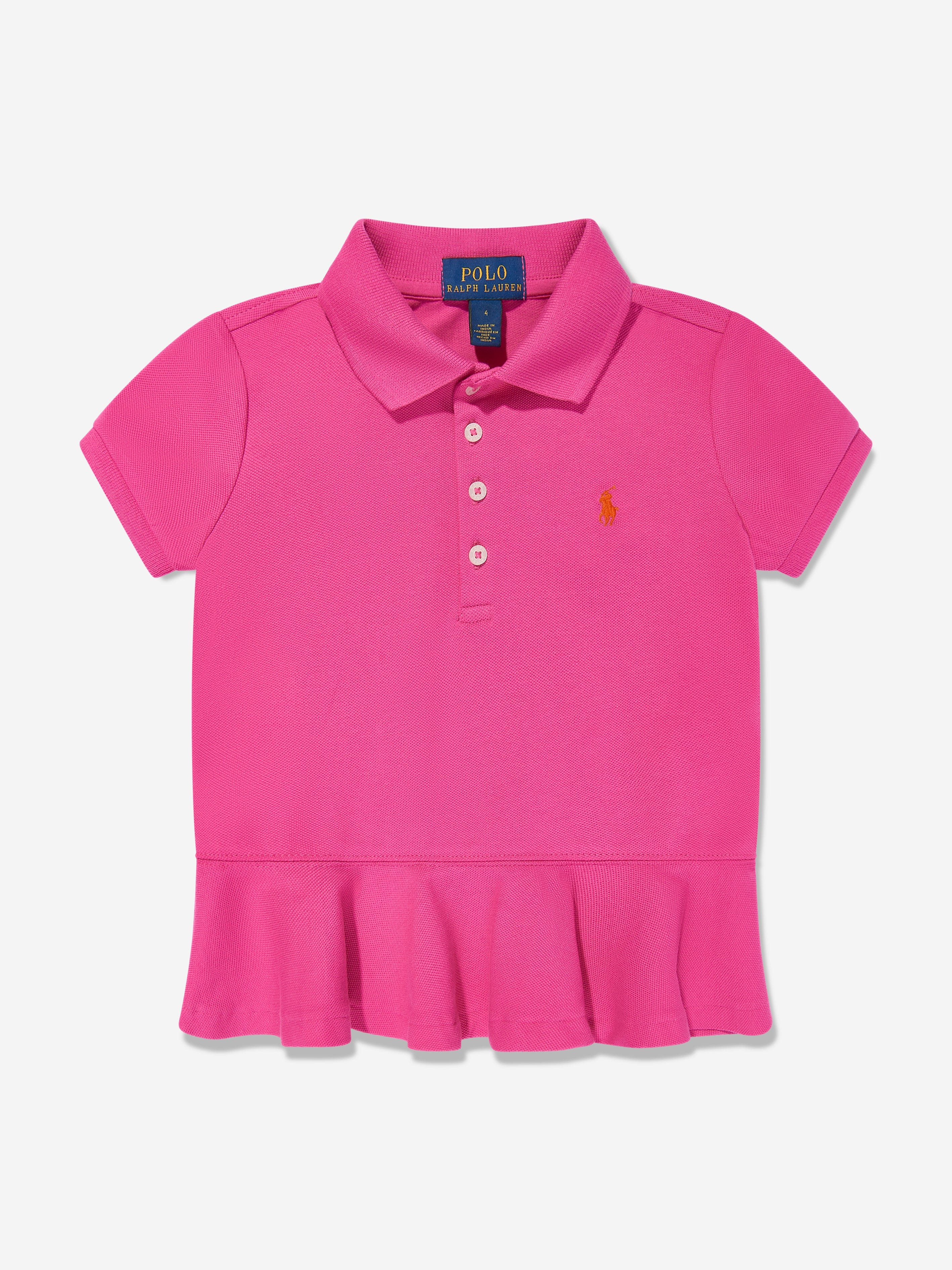 Girls Peplum Polo Shirt in Pink