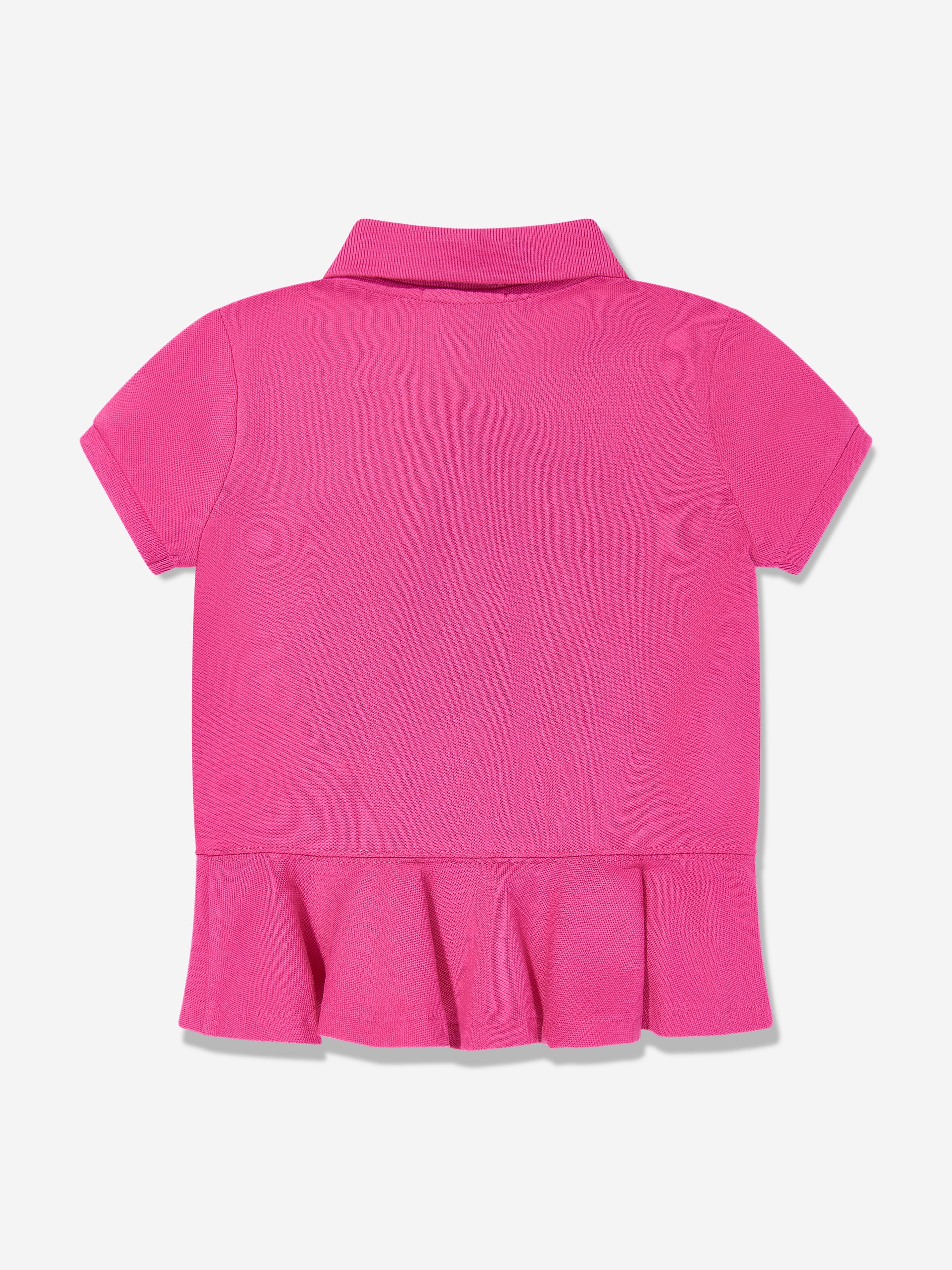 Girls Peplum Polo Shirt in Pink