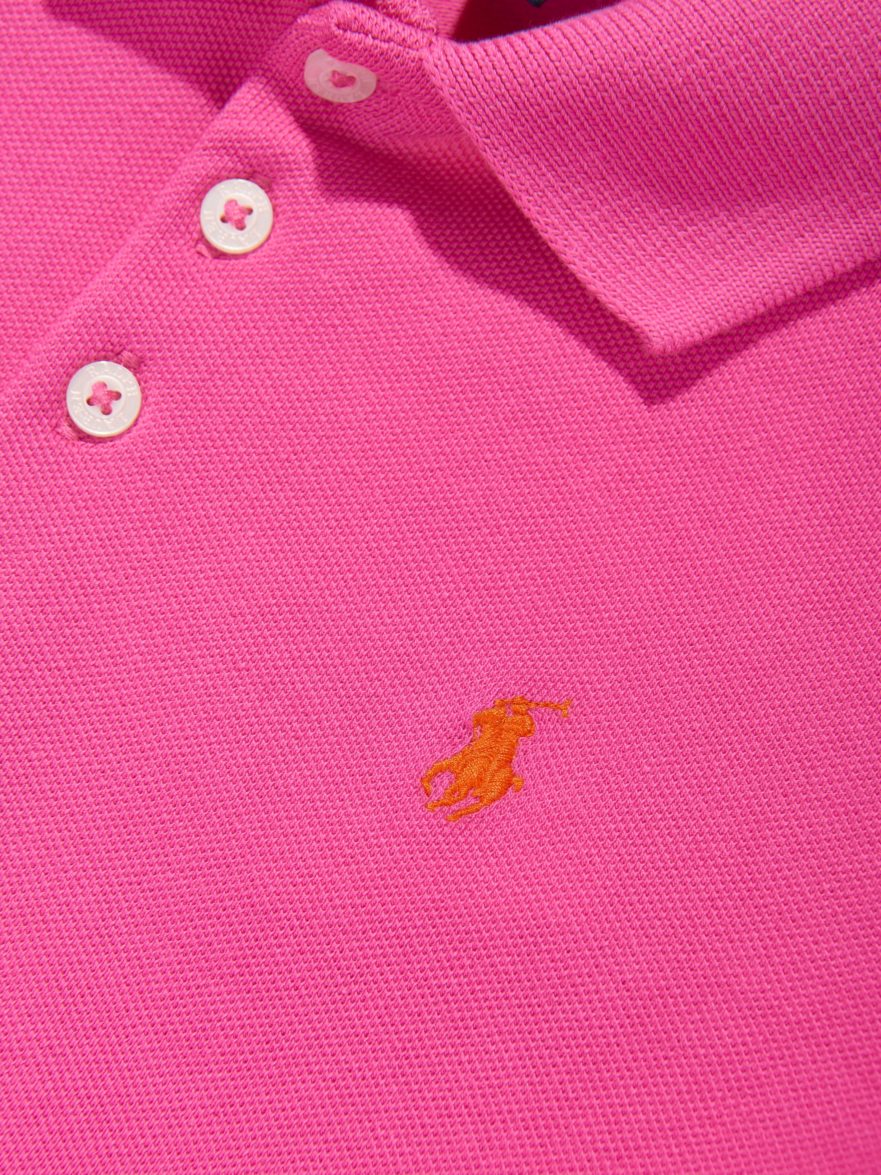 Girls Peplum Polo Shirt in Pink