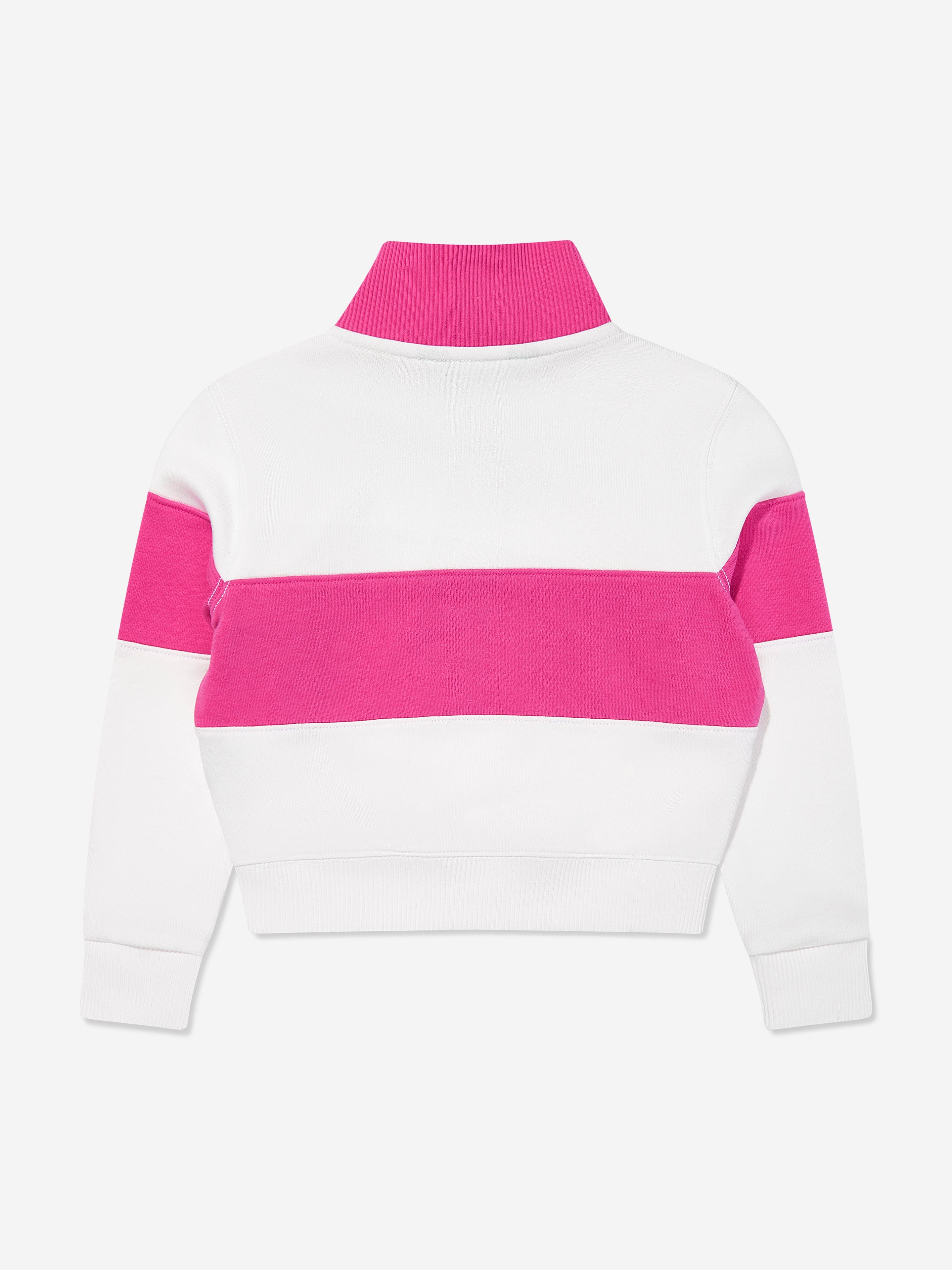 Girls Polo Half Zip Sweatshirt in Pink